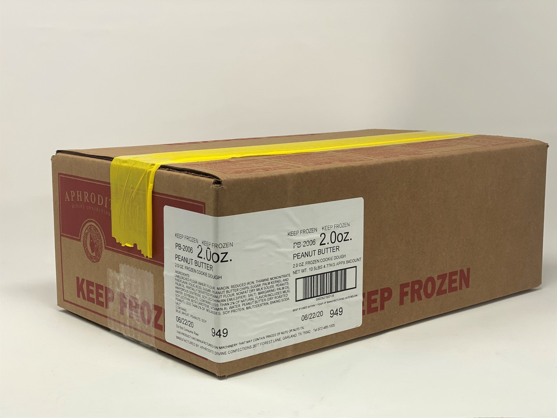 Aphrodite Divine Confections Peanut Butter Cookie Dough Puck 2 Ounce Size - 84 Per Case.