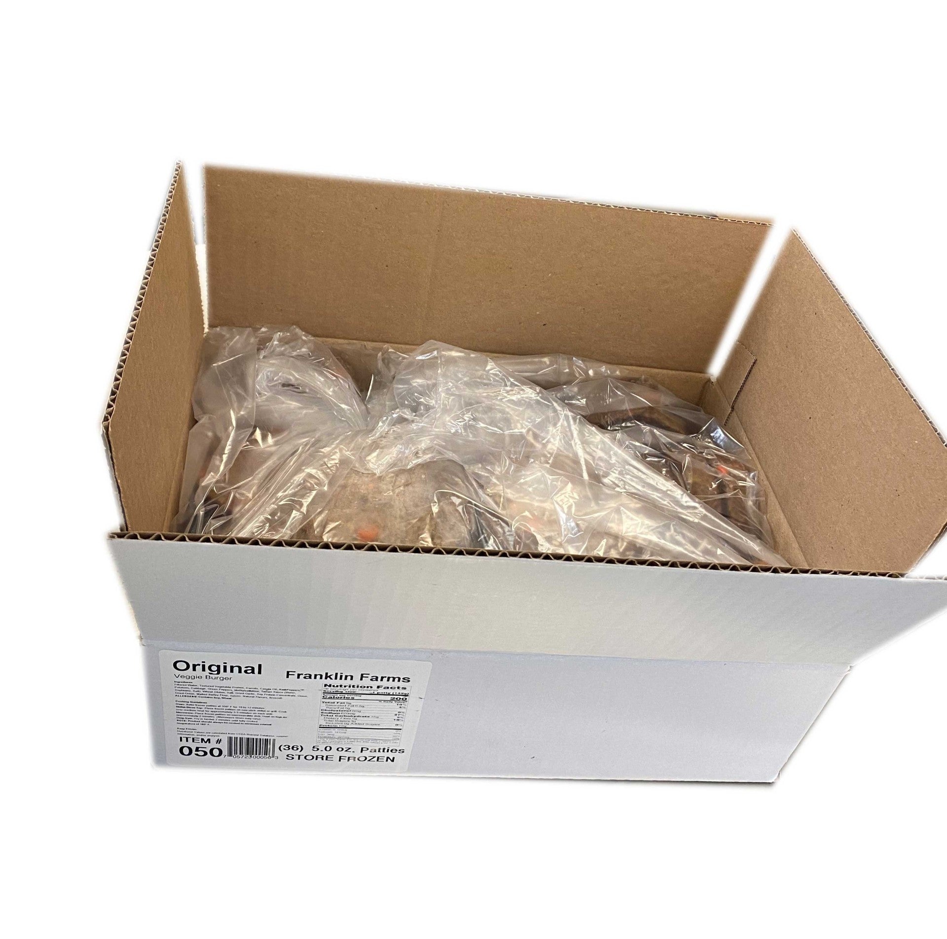 Franklin Farms Original Veggie Burger 36 Count Packs - 1 Per Case.