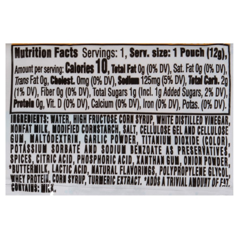 PPI Single Serve Fat Free Buttermilk Ranch Dressing 12 Gram Packets 200 Per Case