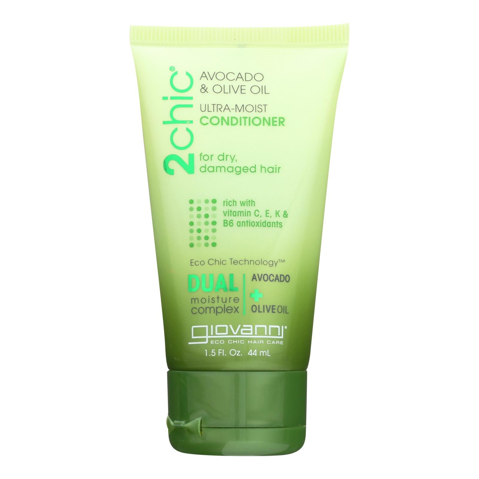 Giovanni Hair Care Products Conditioner - 2Chic Ultra-Moist Conditioner With Avocado and Olive Oil - Case of 12 - 1.5 fl Ounce.