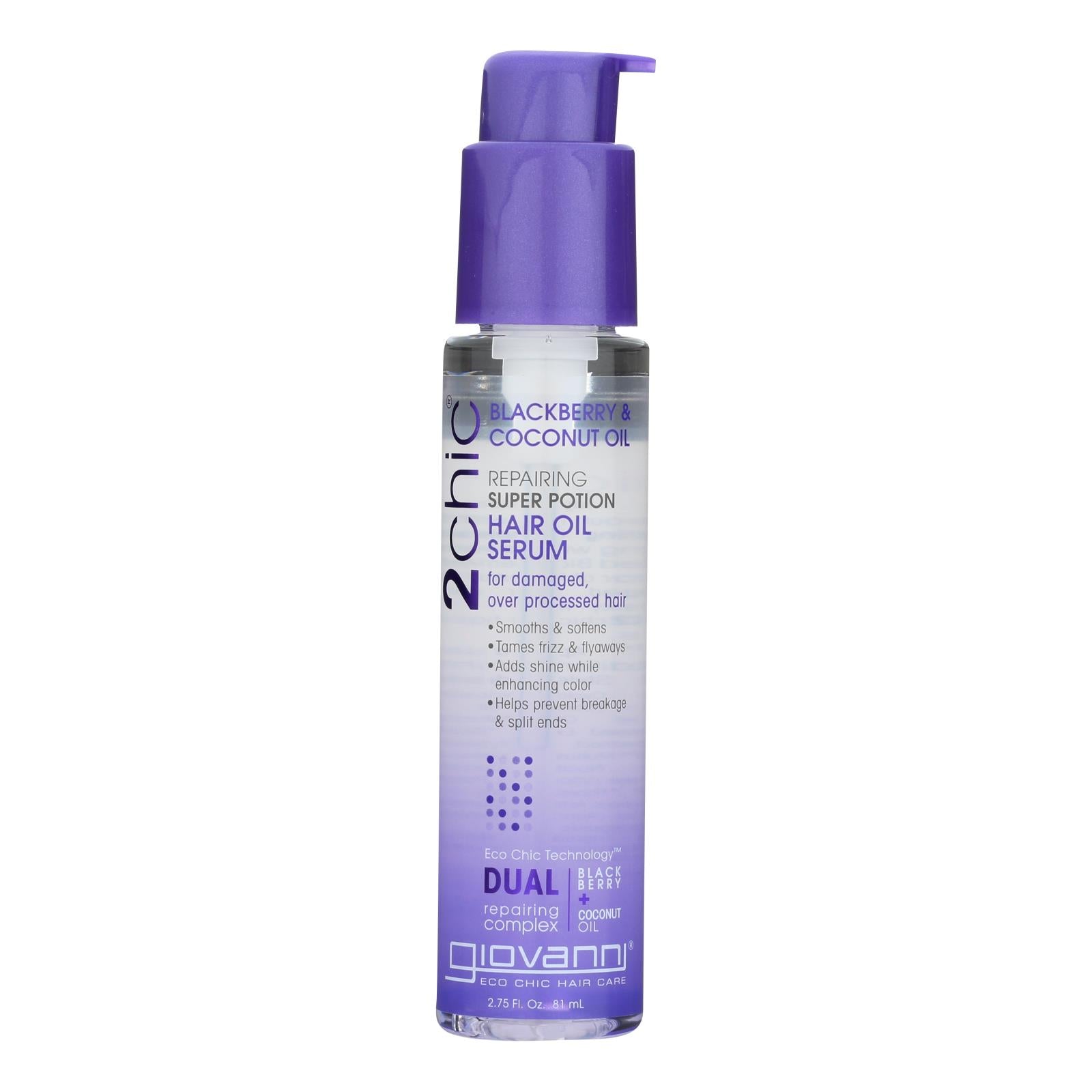 Giovanni Hair Care Products Hair Oil Serum - 2Chic - Repairing Super Potion - Blackberry and Coconut Milk - 2.75 Ounce - 1 each