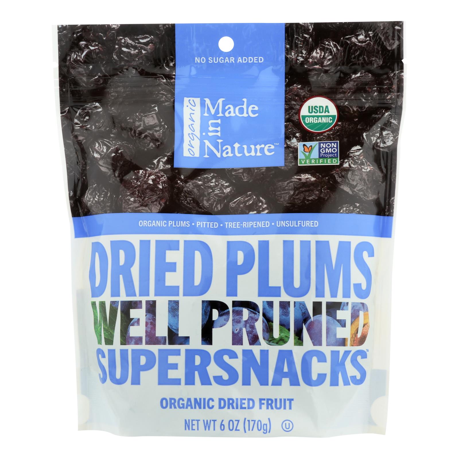Made In Nature Plums Organic Dried Fruit - Case of 6 - 6 Ounce