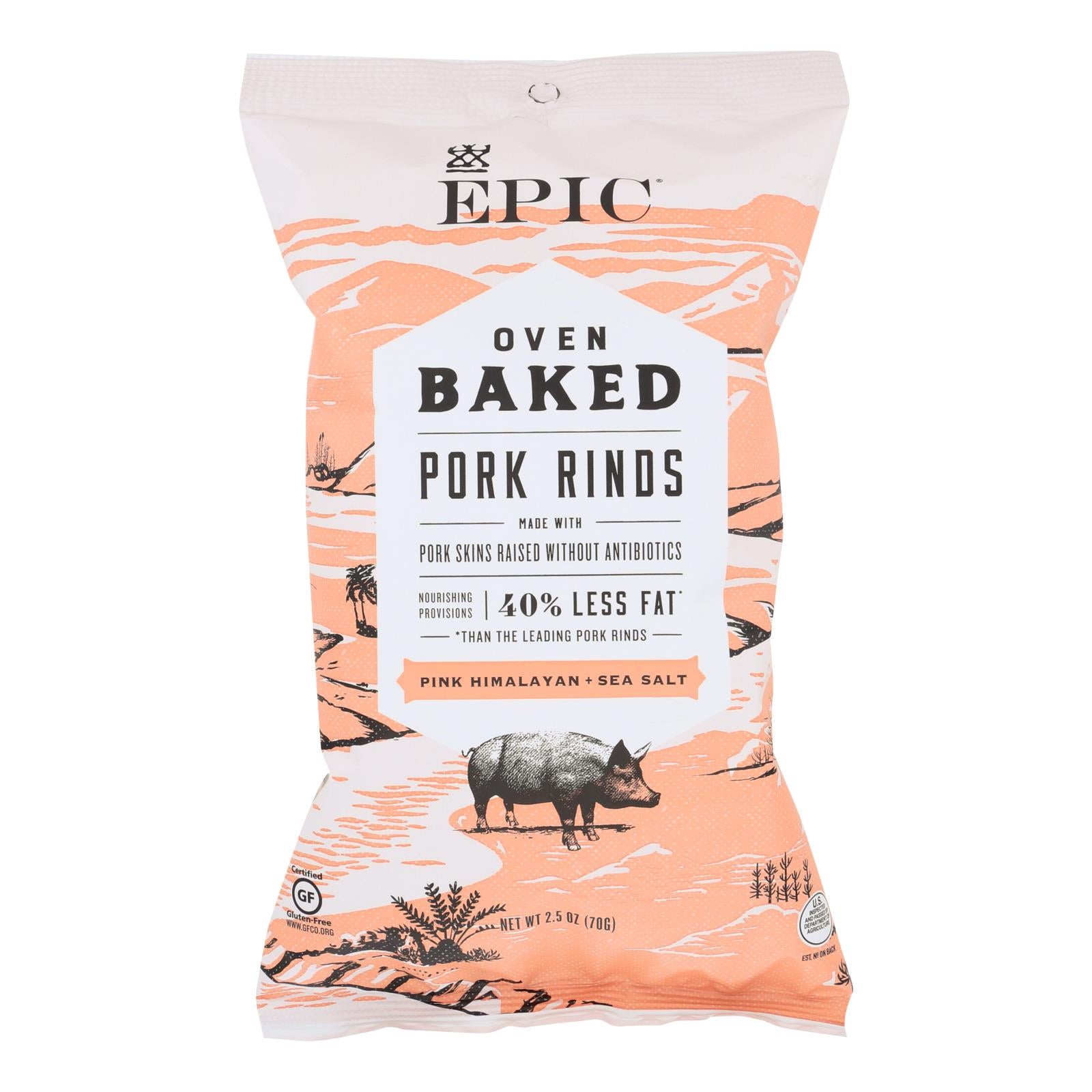 Epic Oven Baked Pork Rinds - Case of 12 - 2.5 Ounce