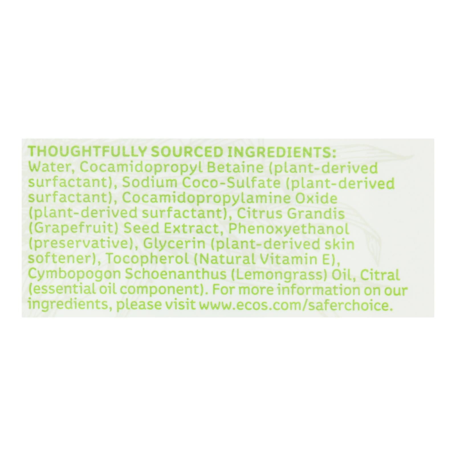 Earth Friendly Hand Soap - Lemongrass - Case of 6 - 17 FL Ounce.