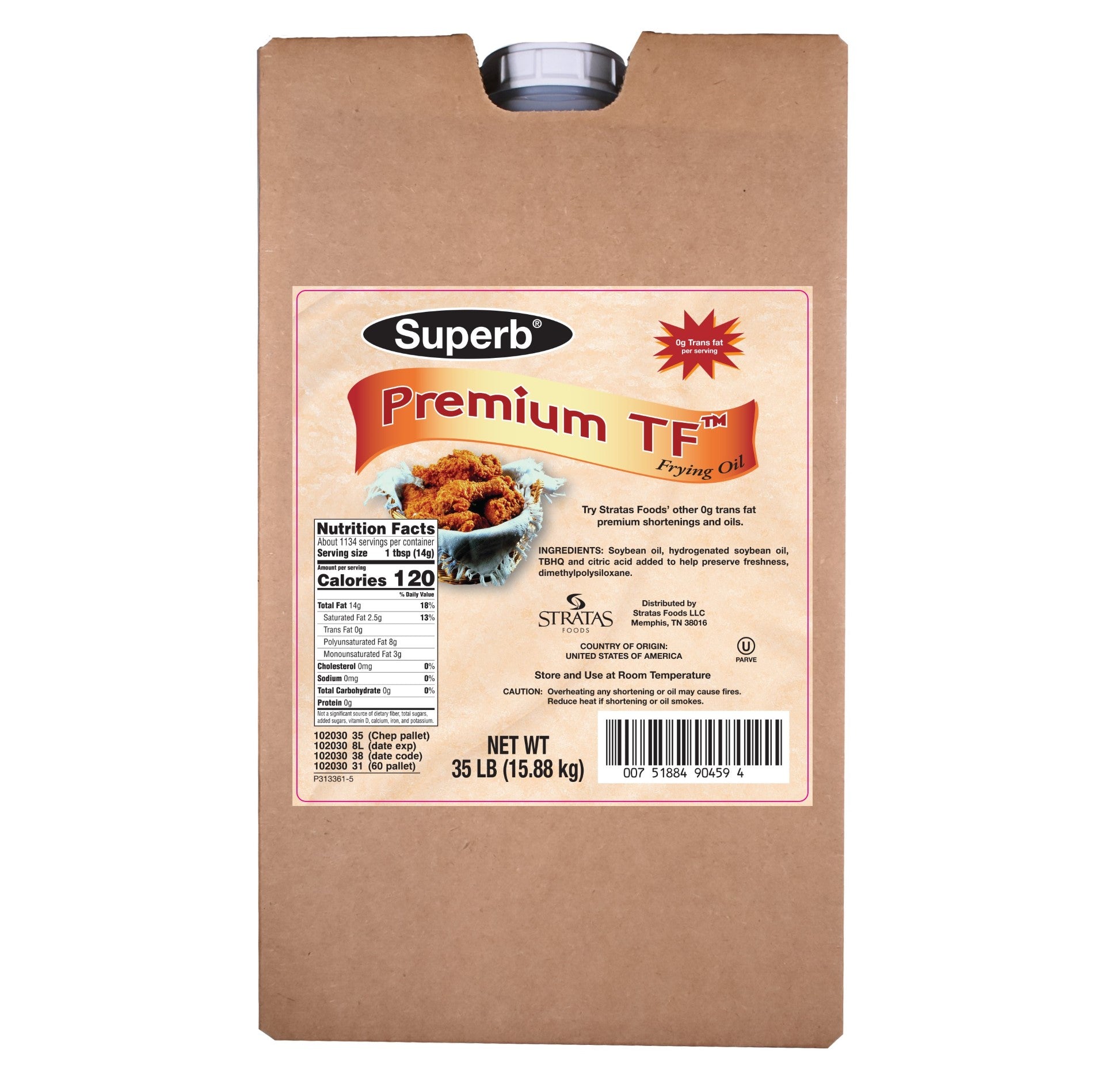 Superb Frying Shortening Trans Fat Free, 35 Pound - 1 Per Case.