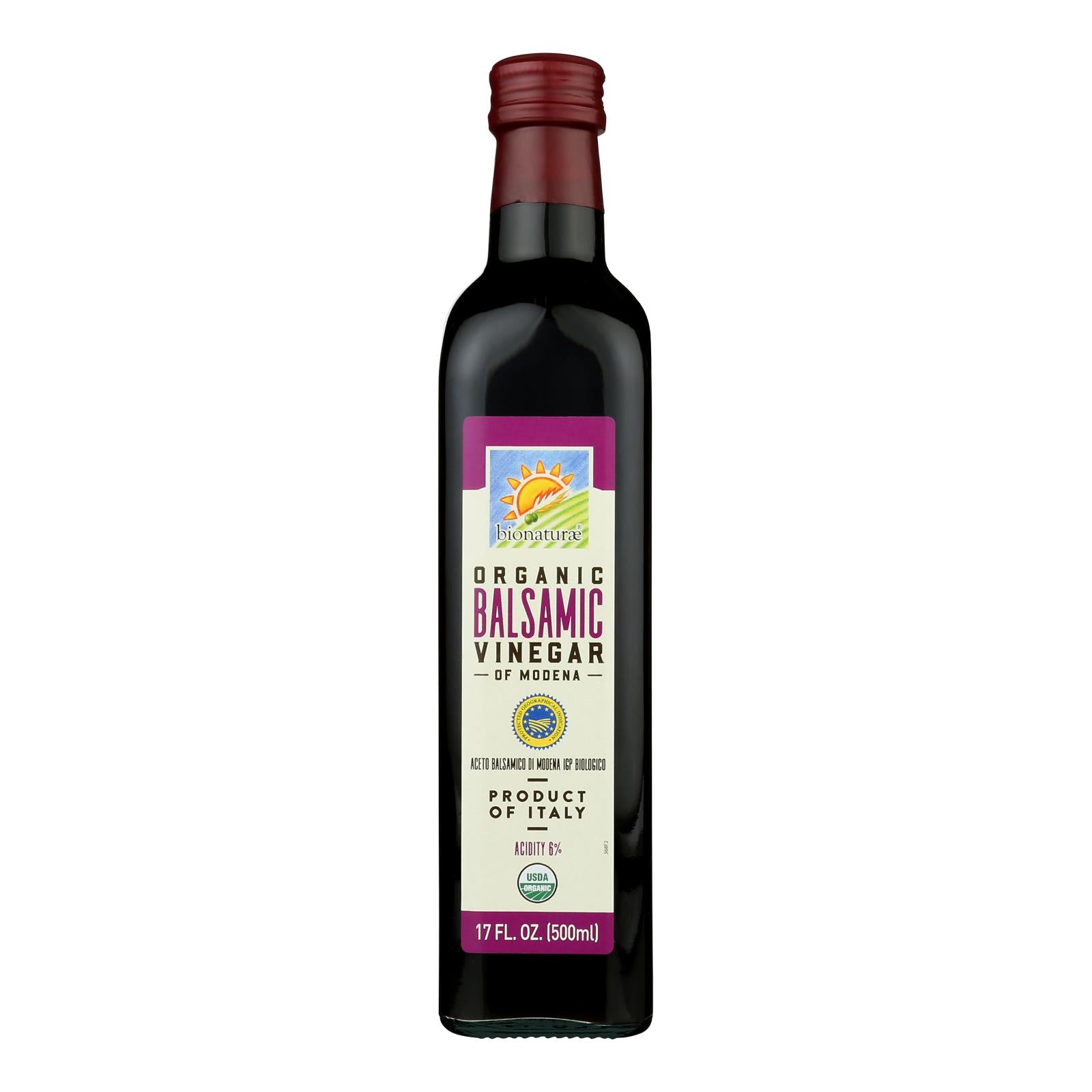 Bionaturae Organic Balsamic Vinegar Of Modena - Case of 12 - 17 Fluid Ounce