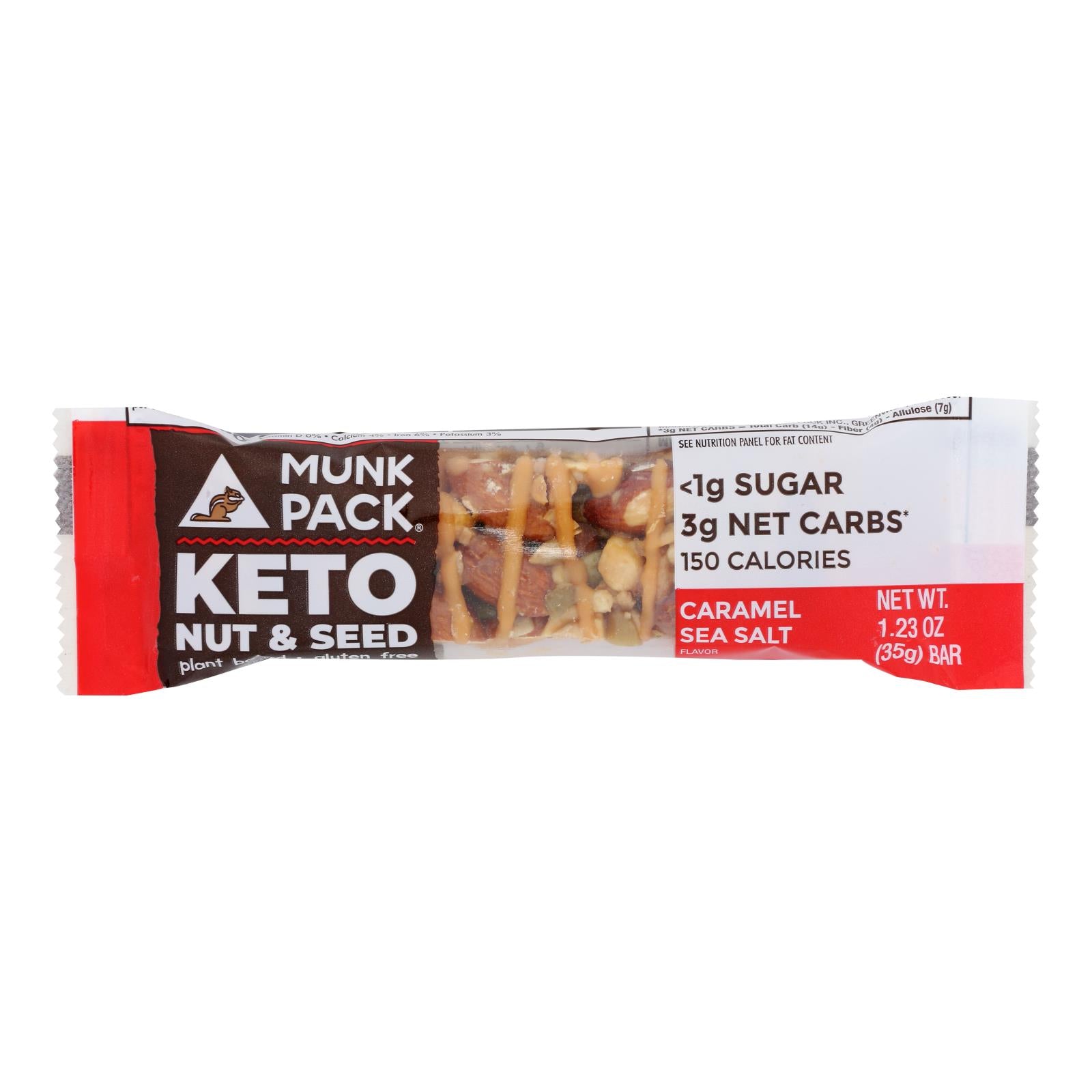 Munk Pack - Bar Nut/Seed Caramel Sea Salt Keto - Case of 12-1.23 Ounce