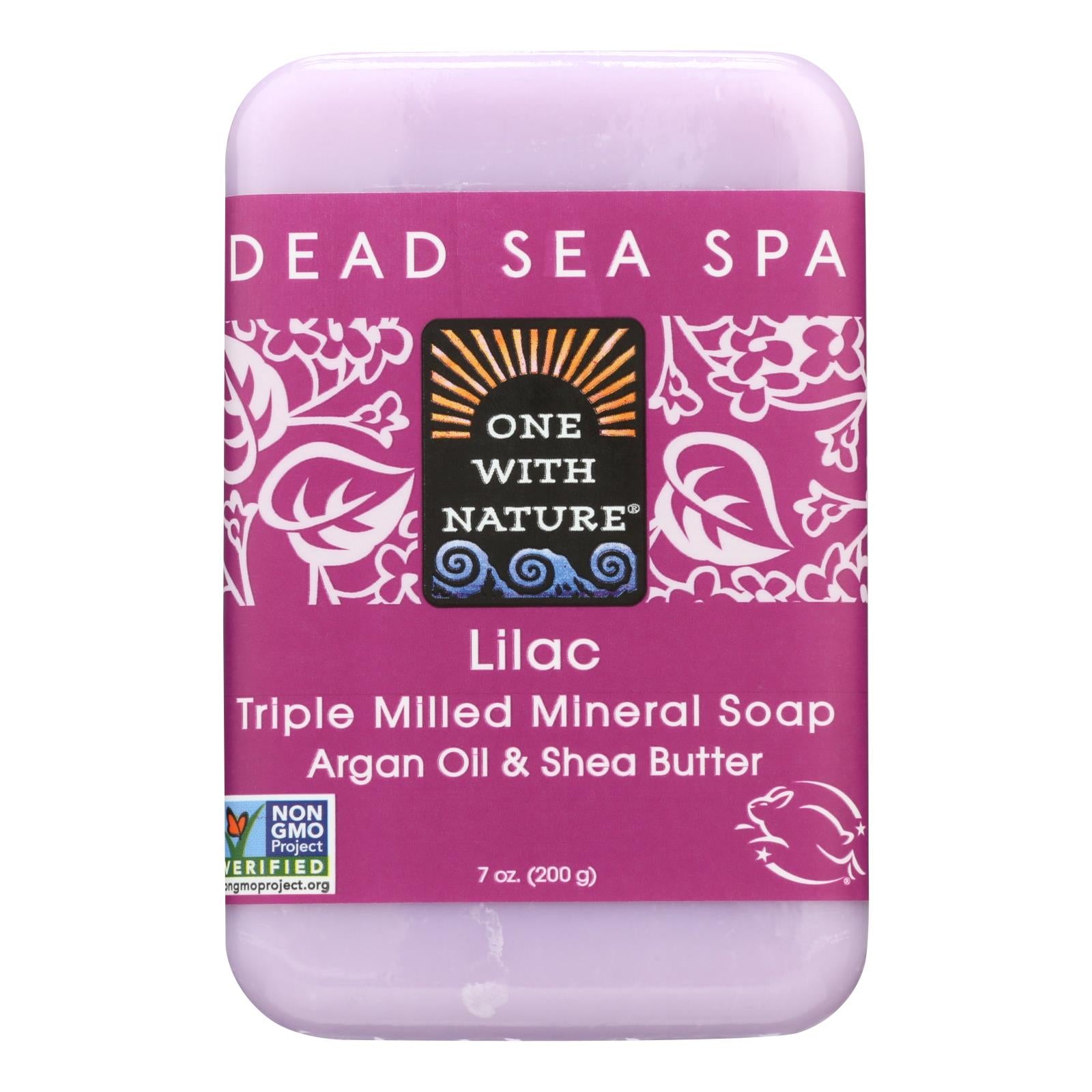One With Nature Triple Milled Soap Bar - Lilac - 7 Ounce