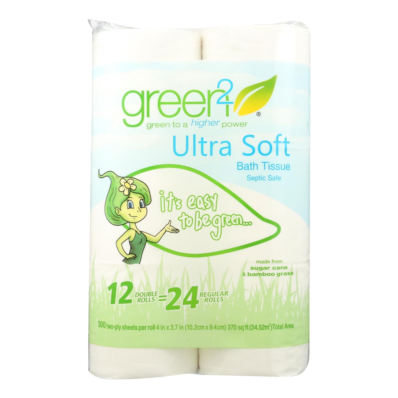 Green 2 Ultra Soft Bath Tissue - Case of 8 - 12 PK