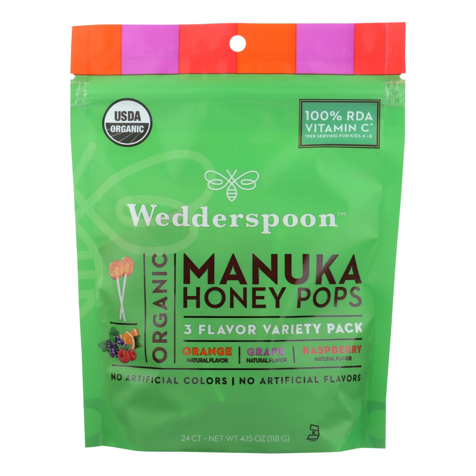Wedderspoon Organic Makuna Honey Pops - Case of 6 - 4.15 Ounce