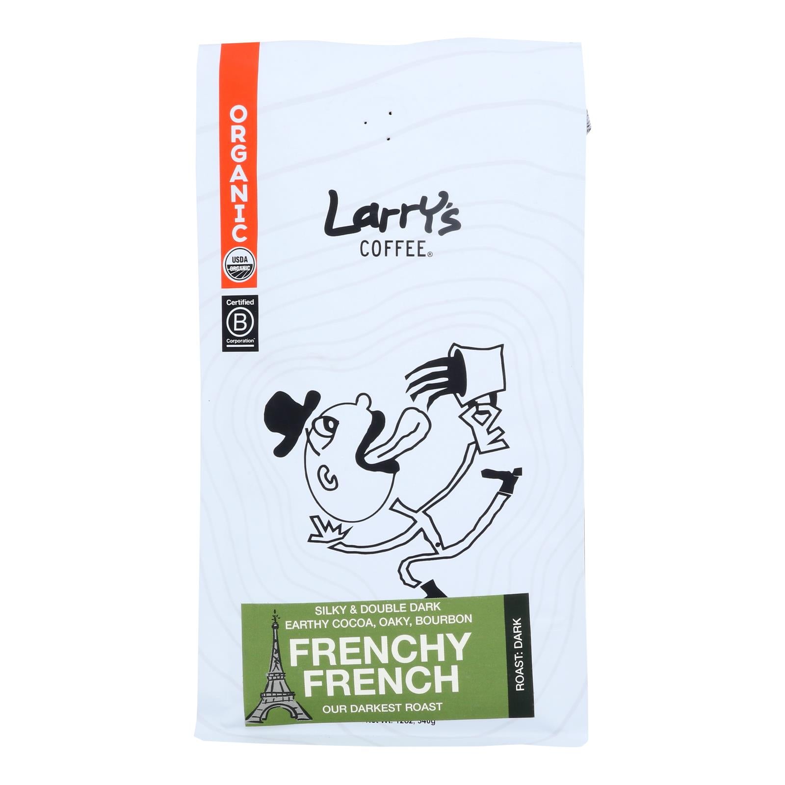 Larry's Coffee Frenchy French Organic Dark Roast Coffee - Case of 6 - 12 Ounce