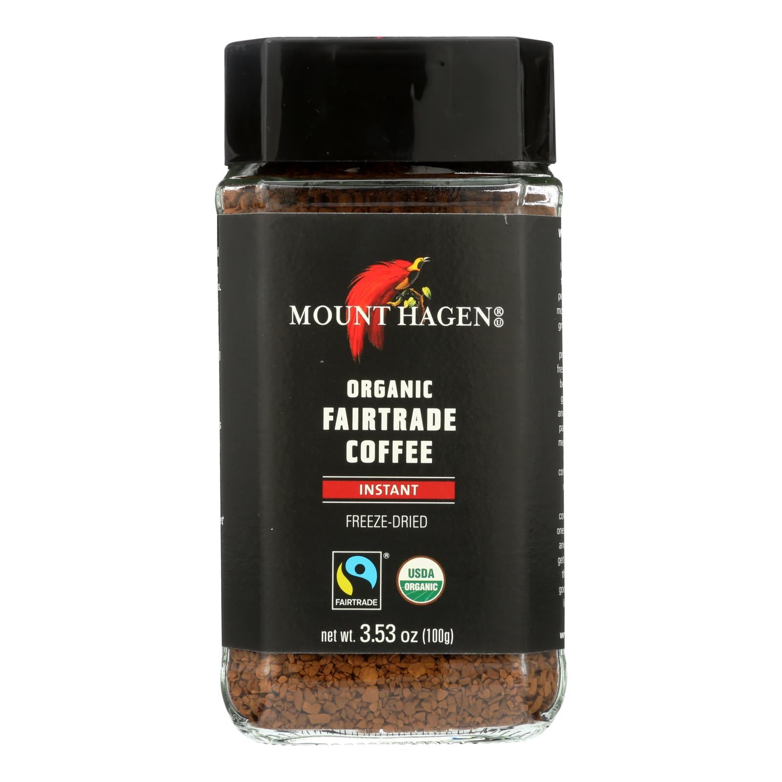 Mount Hagen Instant Organic Fairtrade Coffee - Case of 6 - 3.53 Ounce