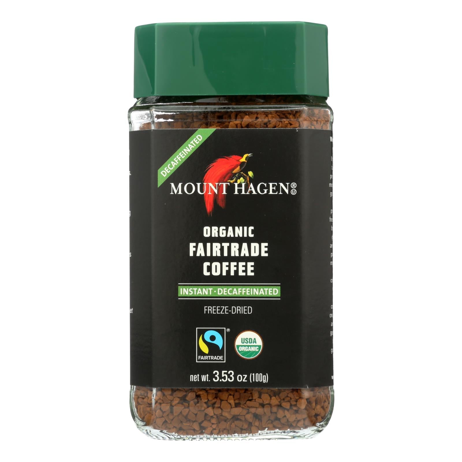 Mount Hagen Organic Fairtrade Instant Decaffeinated Coffee - Case of 6 - 3.53 Ounce