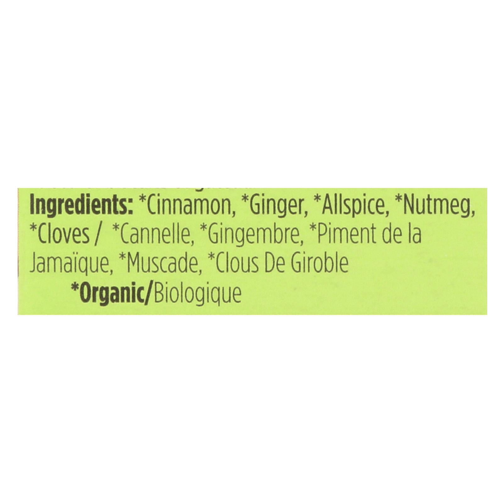 Spicely Organics - Organic Seasoning - Pumpkin Pie Spice - Case of 6 - 0.35 Ounce.