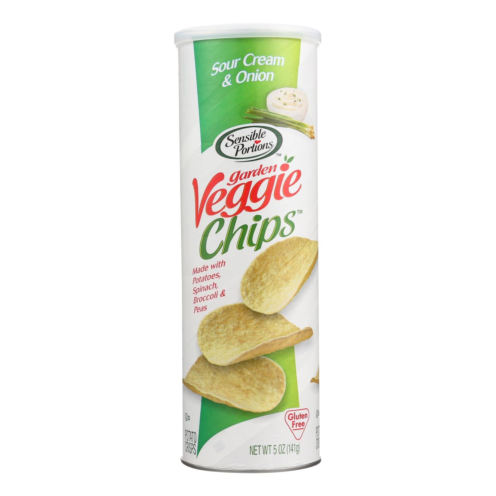 Sensible Portions Sour Cream & Onion Garden Veggie Chips In A Canister - Case of 12 - 5 Ounce