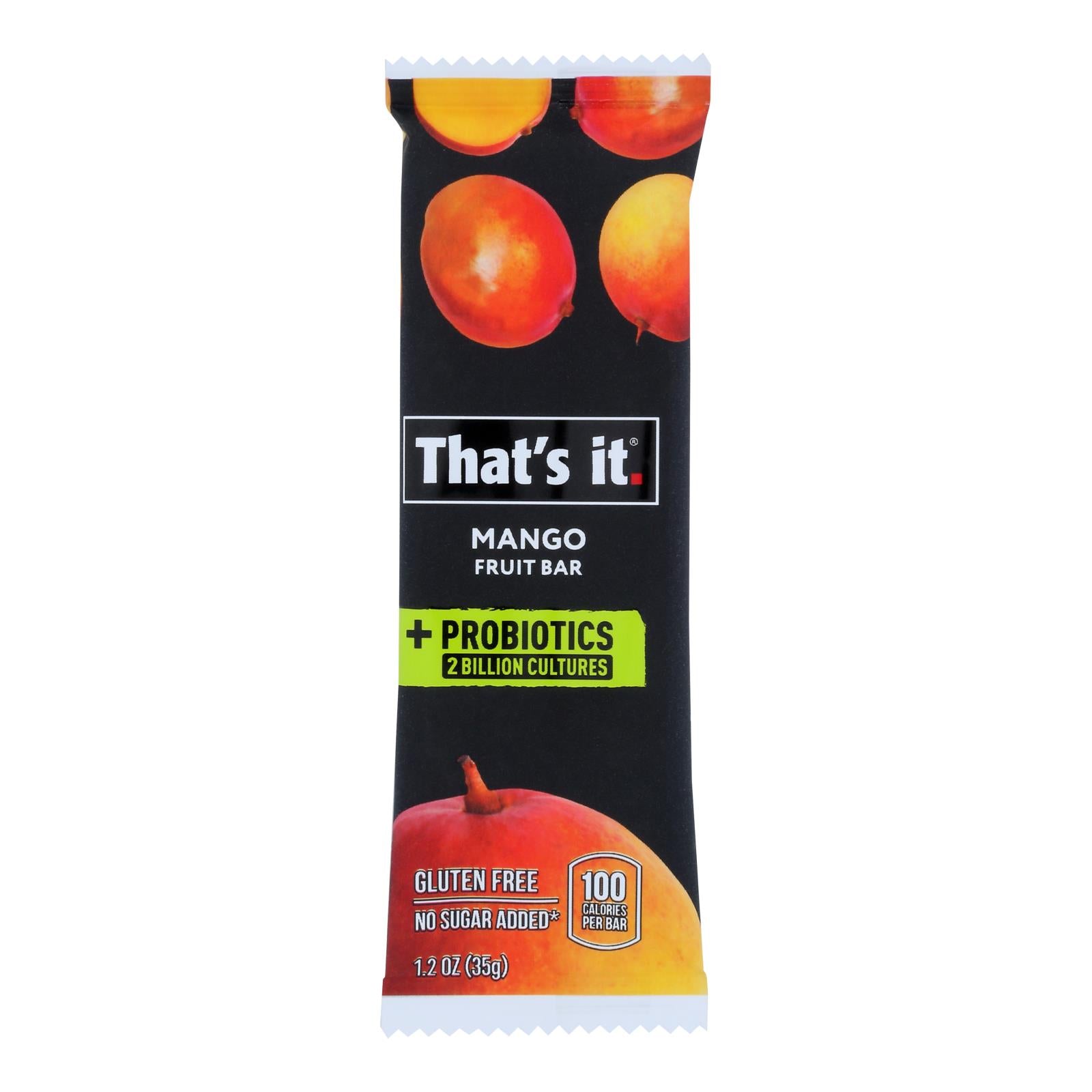 That's It - Probiotic Fruit Bar Mango - Case of 12 - 1.2 Ounce