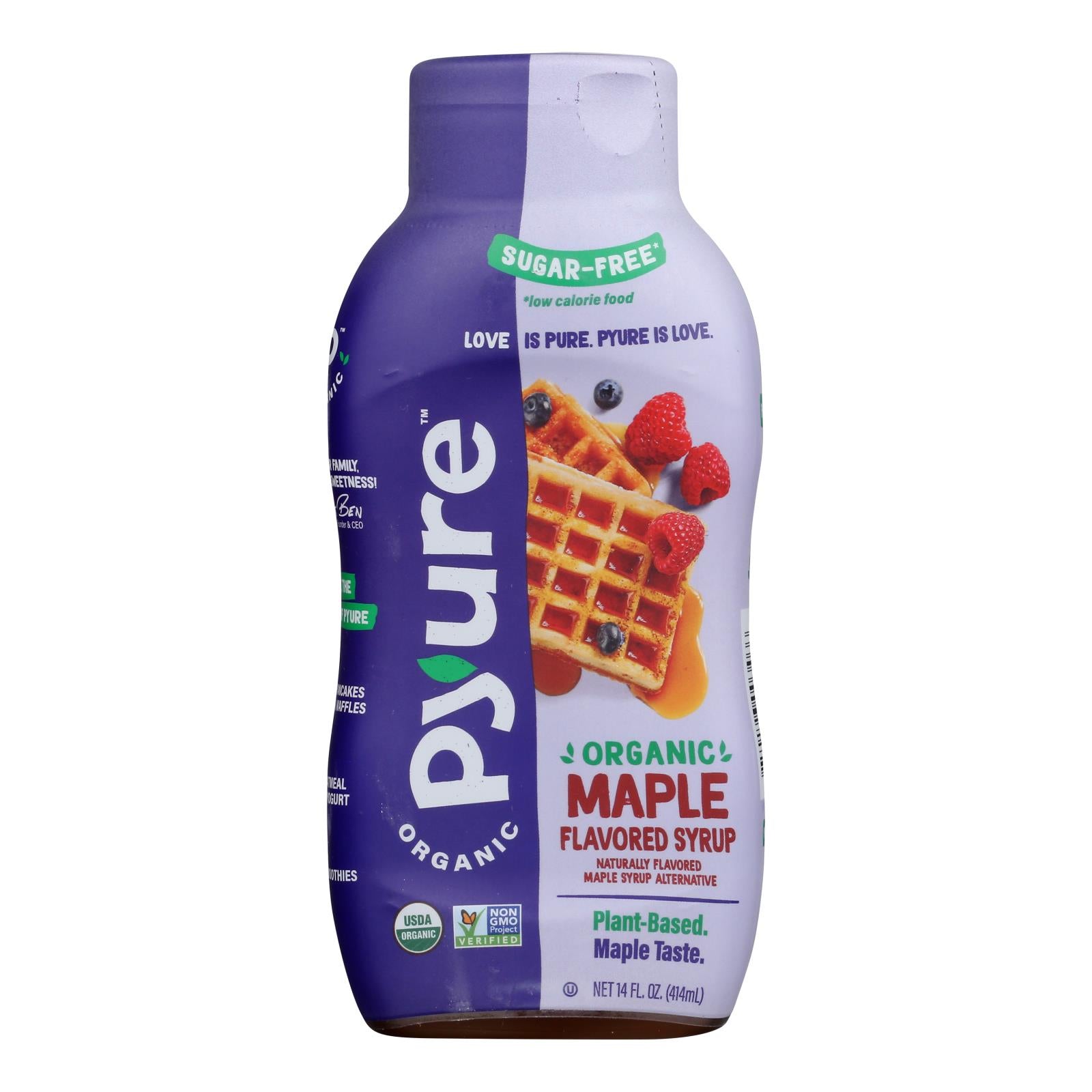 Pyure Brands Maple Flavored Sugar-Free Syrup Stevia Sweetener - Case of 6 - 14 Fluid Ounce