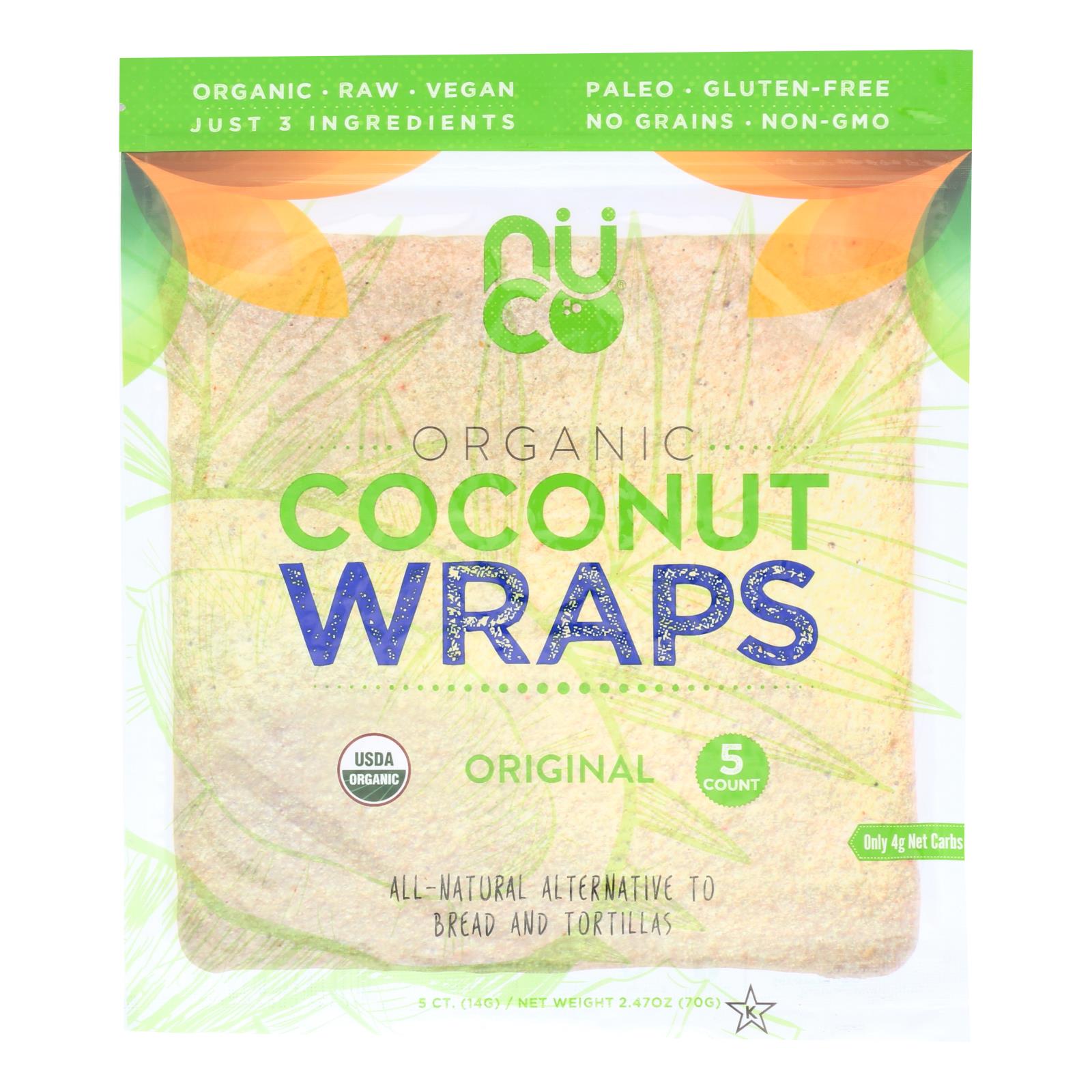 Nuco Original Organic Coconut Wraps - Case of 12 - 2.47 Ounce