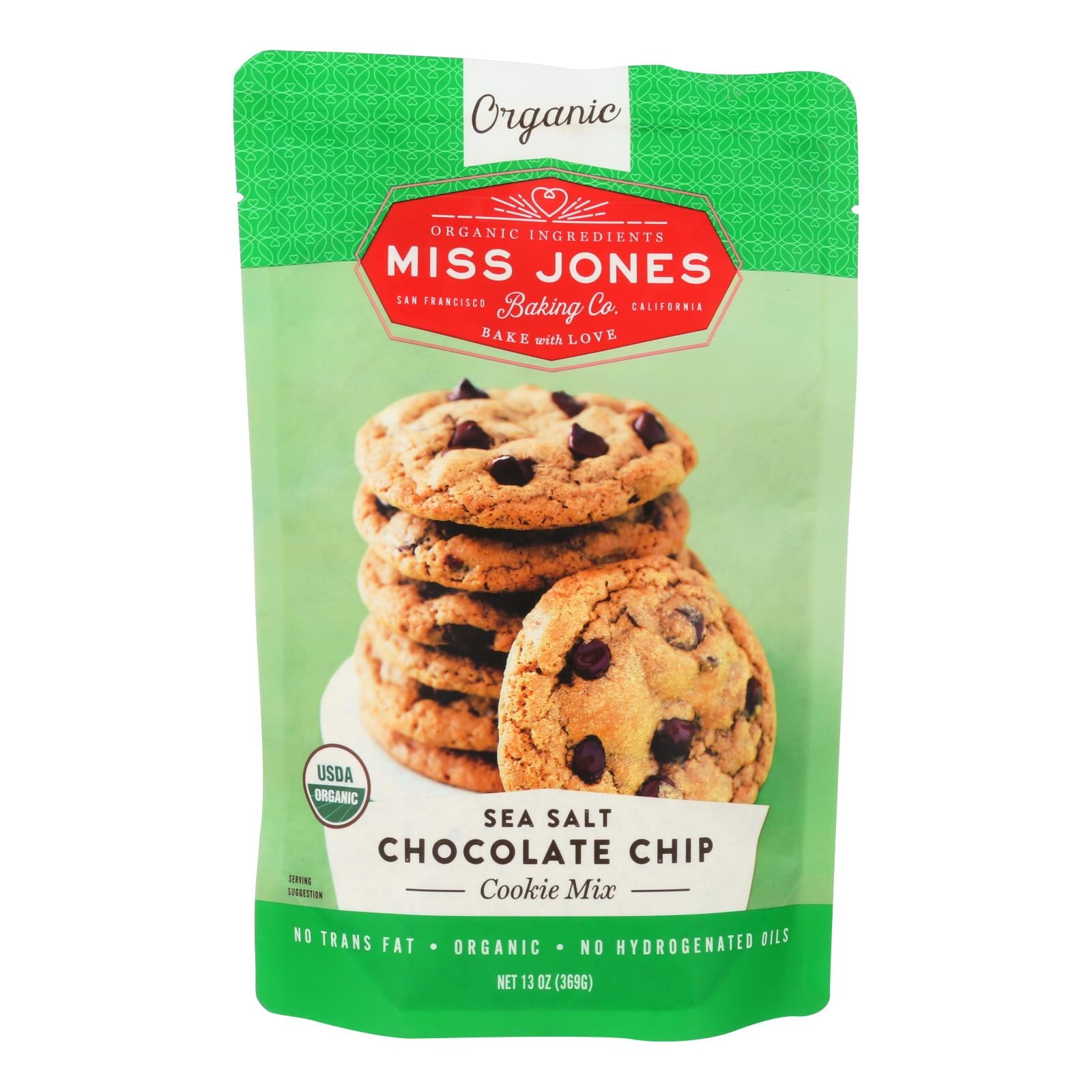 Miss Jones Baking Co Sea Salt Chocolate Chip Cookie Mix - Case of 6 - 13 Ounce