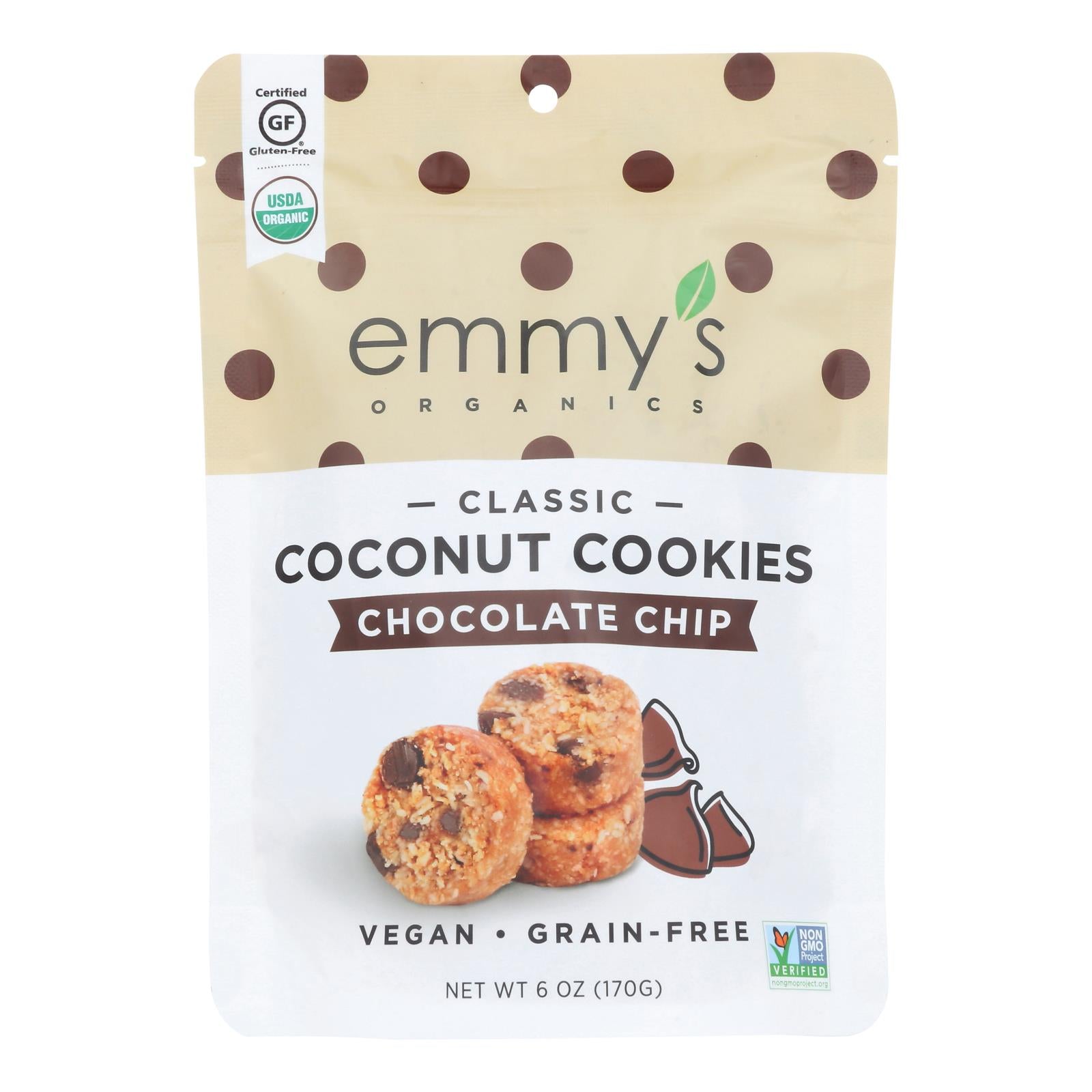 Emmy's Organics Chocolate Chip - Case of 8 - 6 Ounce.