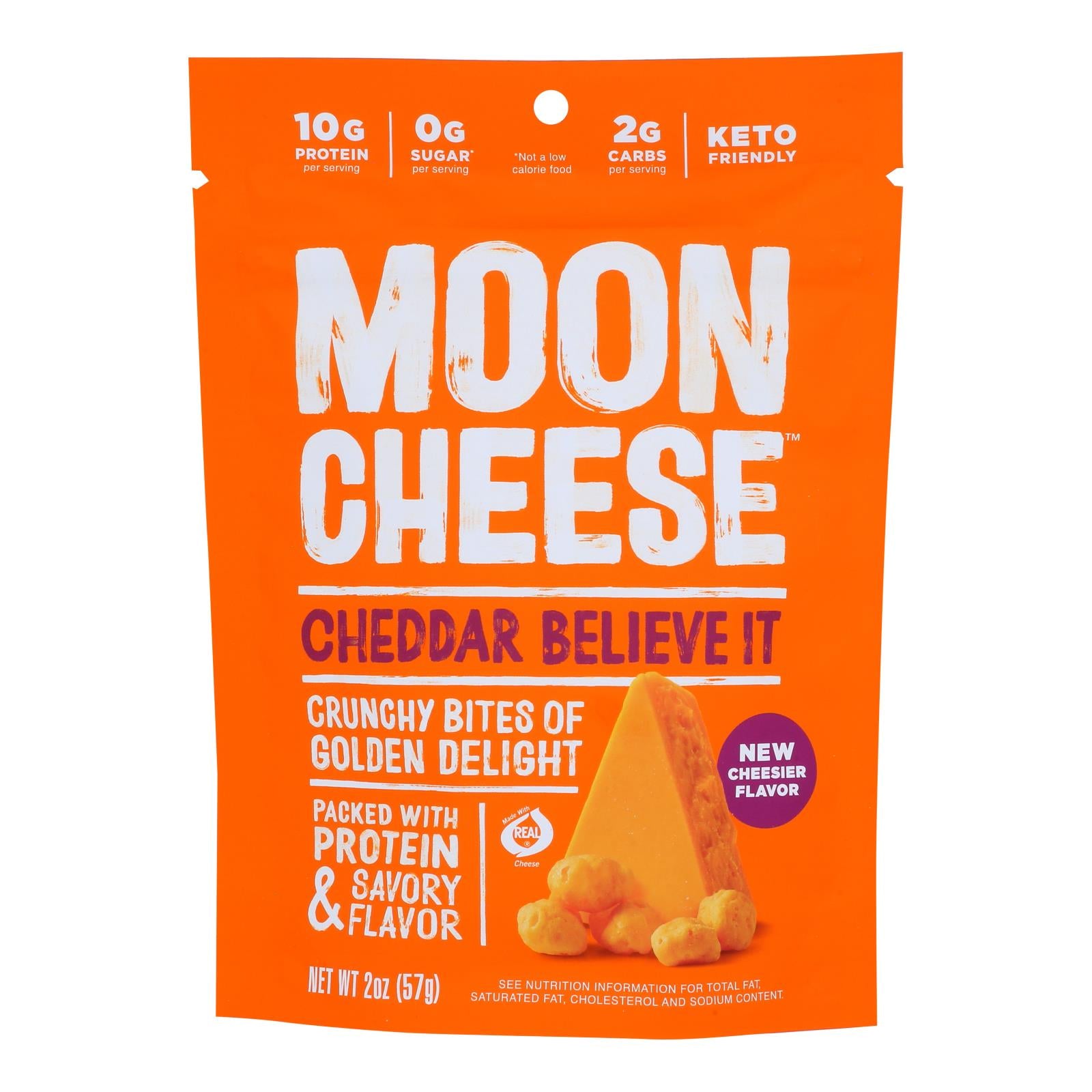 Moon Cheese's Cheddar Dehydrated Cheese Snack - Case of 12 - 2 Ounce
