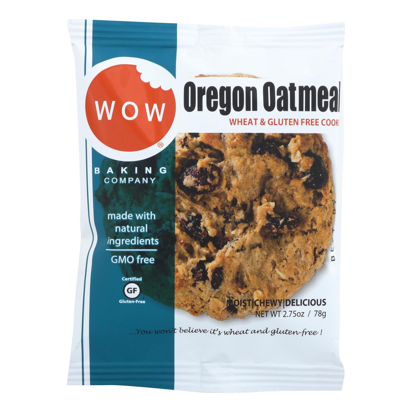 Wow Baking Cookie - Oregon Oatmeal - Case of 12 - 2.75 Ounce.