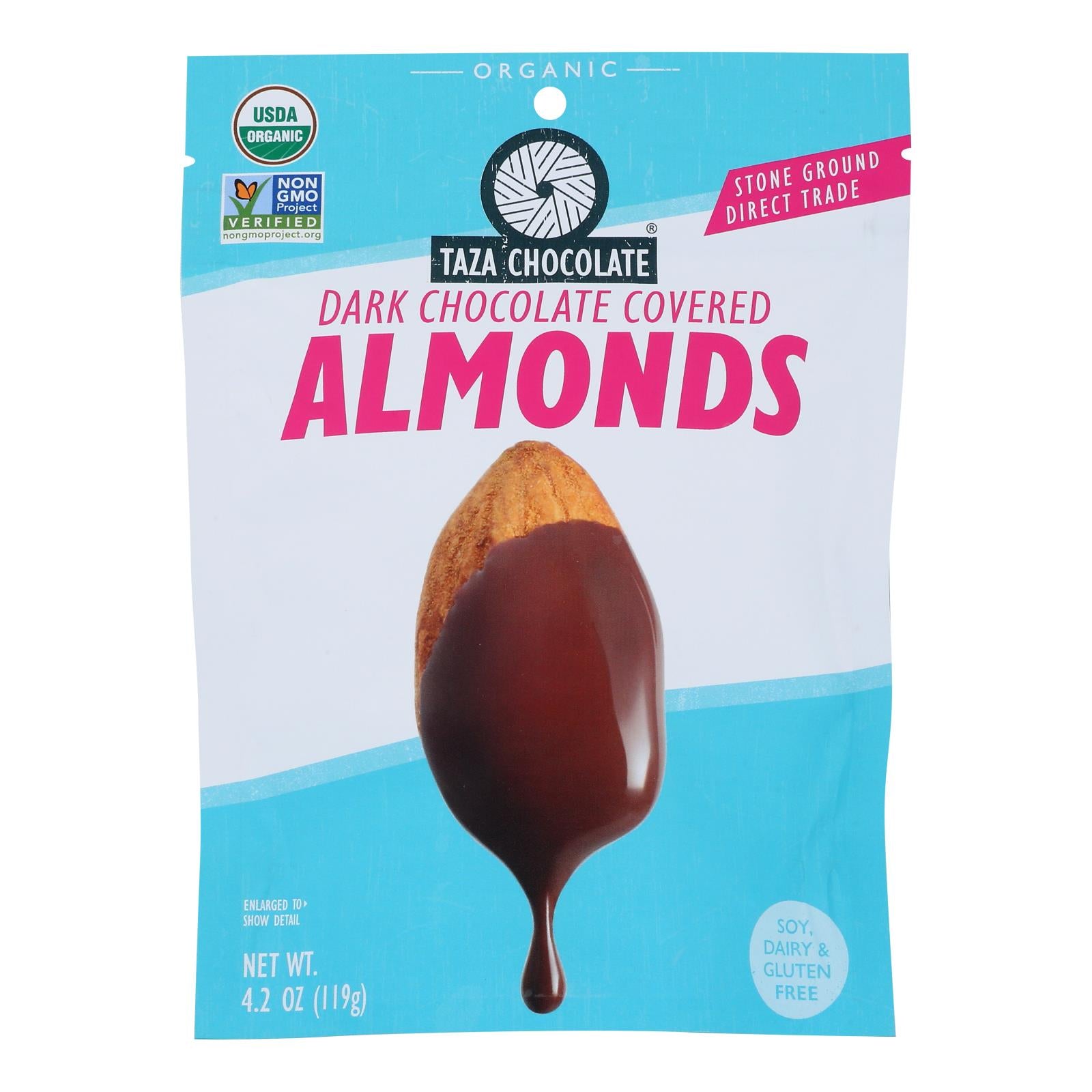 Taza Chocolate - Almonds Chocolate Covered - Case of 12-3.5 Ounce