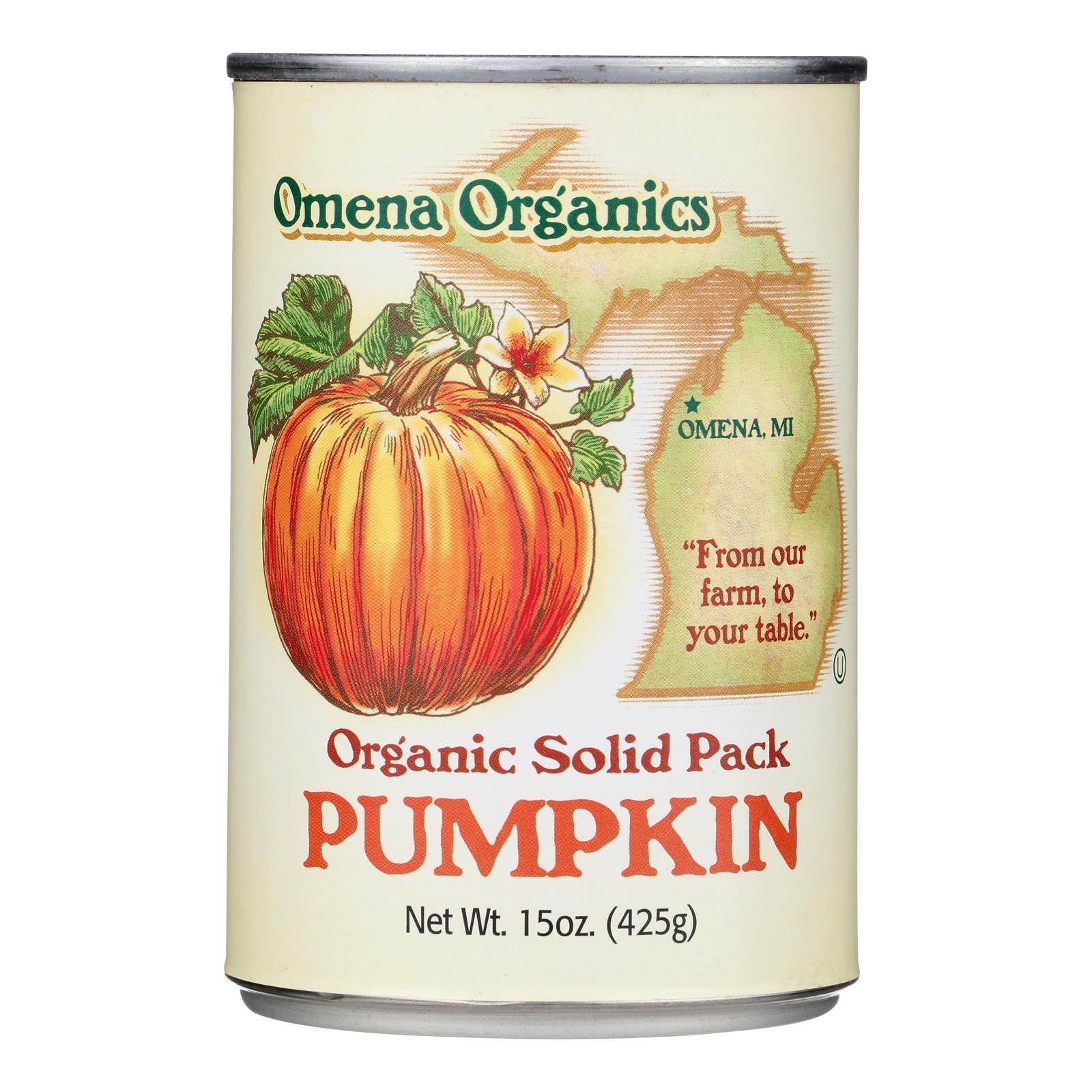 Omena Organics - Pumpkin Solid Pack - Case of 12-15 Ounce