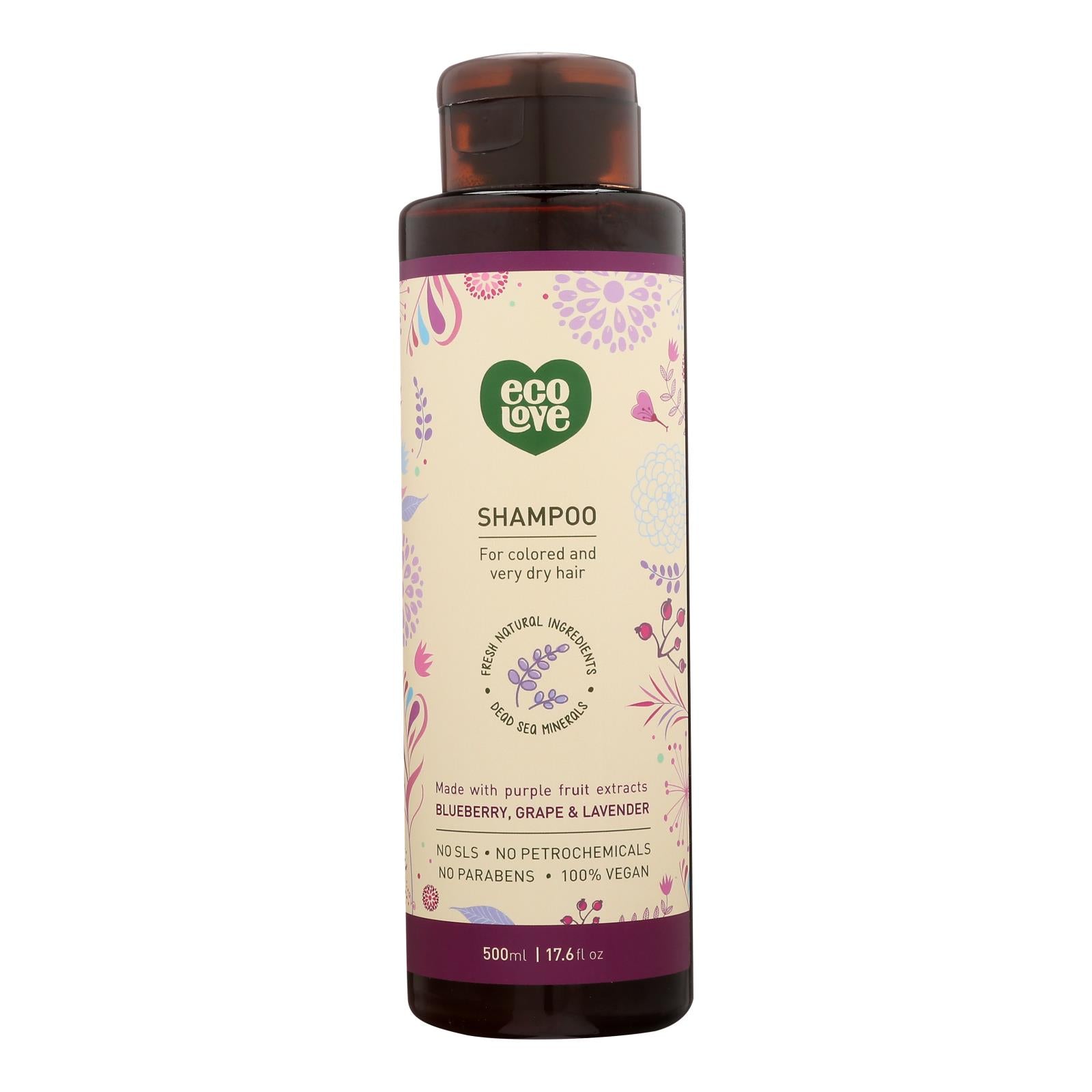 Ecolove Shampoo - Purple Fruit Shampoo For Colored and Very Dry Hair - Case of 1 - 17.6 fl Ounce.