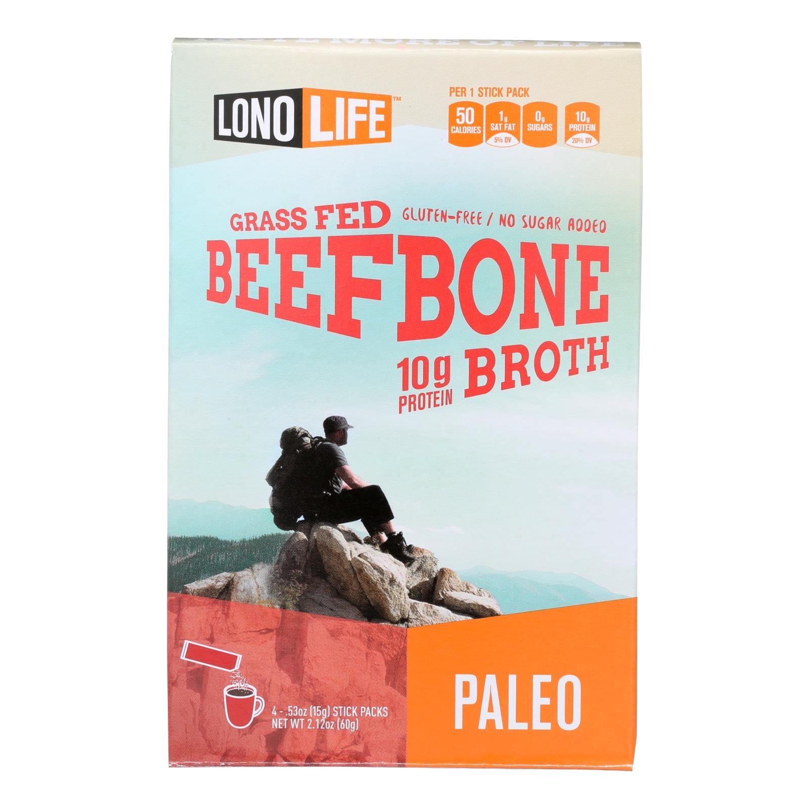 Lonolife Beef Bone Broth - Case of 6 - 4/.53 Ounce