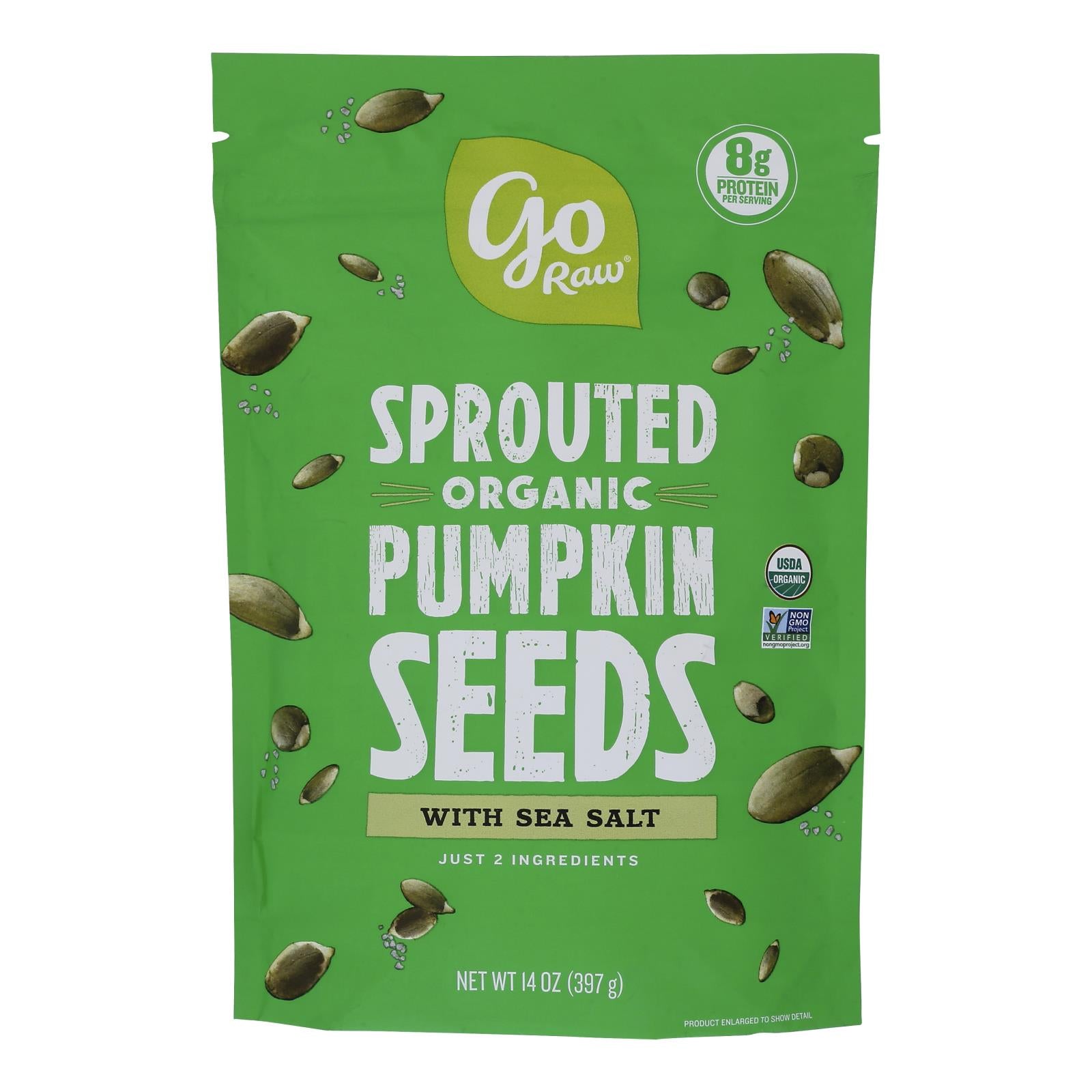 Go Raw Sprouted Seeds, Pumpkin With Celtic Sea Salt - Case of 6 - 14 Ounce