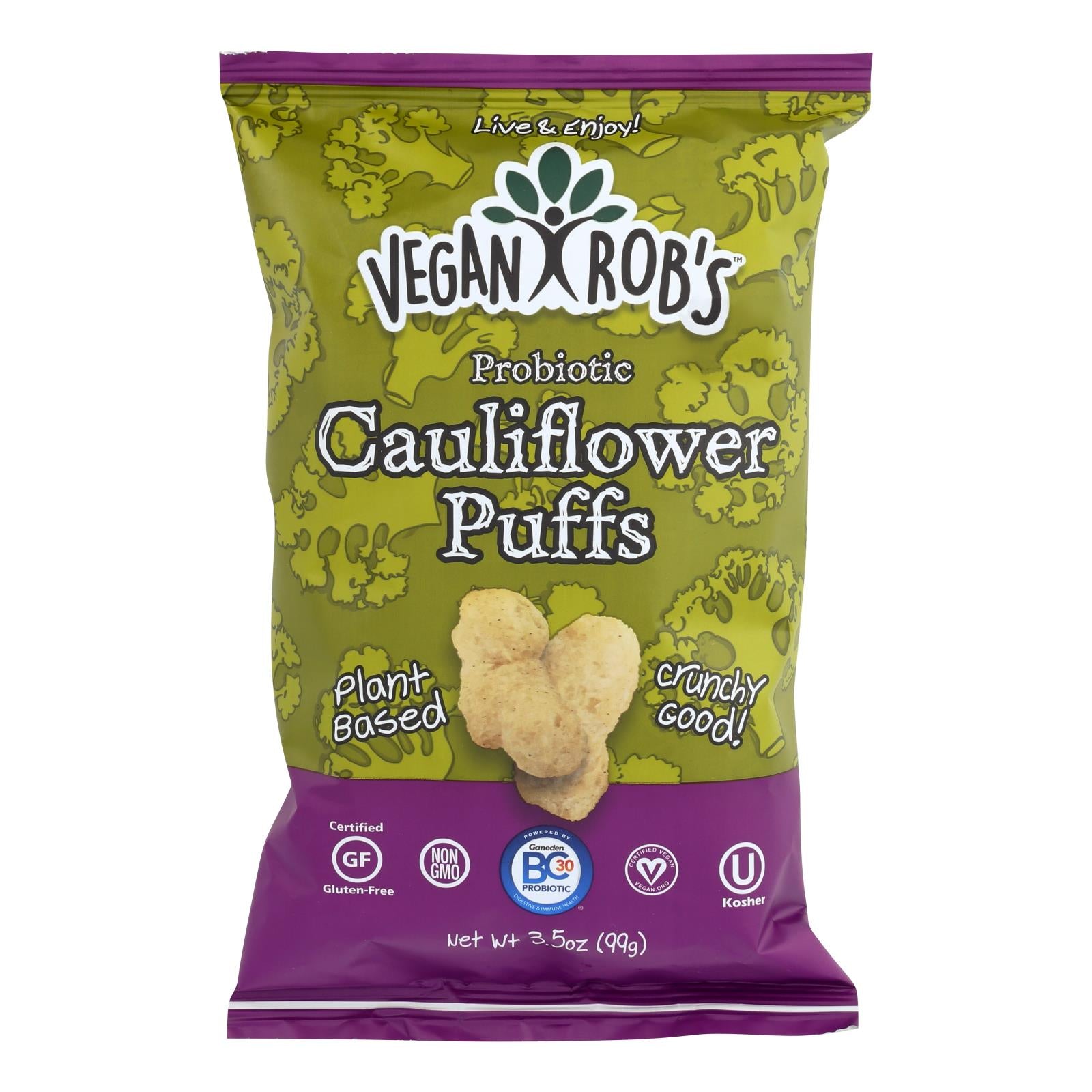 Vegan Rob's Probiotic Cauliflower Puffs - Case of 12 - 3.5 Ounce