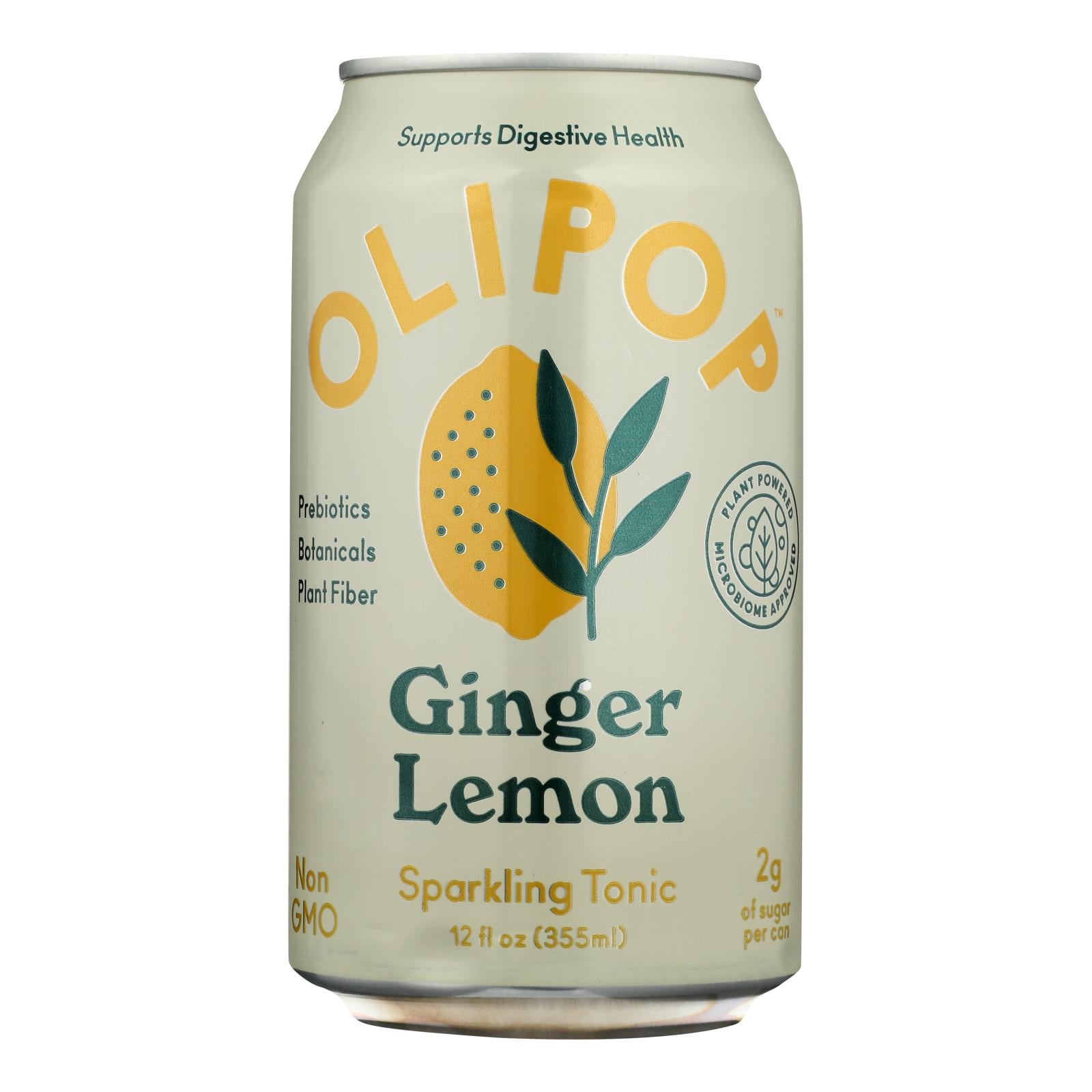 Olipop - Ginger Lemon, 12 Fluid Ounces, 12 Per Case
