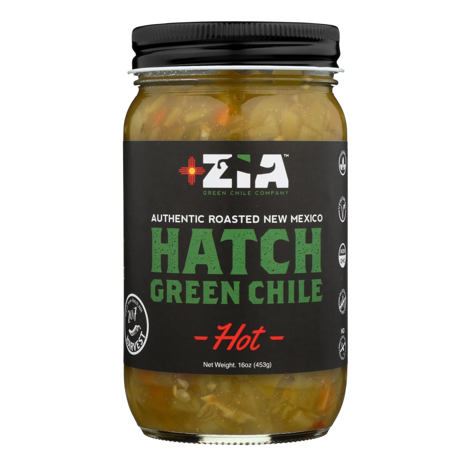 Zia Green Chile Company - Hatch Green Chile - Hot - Case of 6 - 16 Ounce.