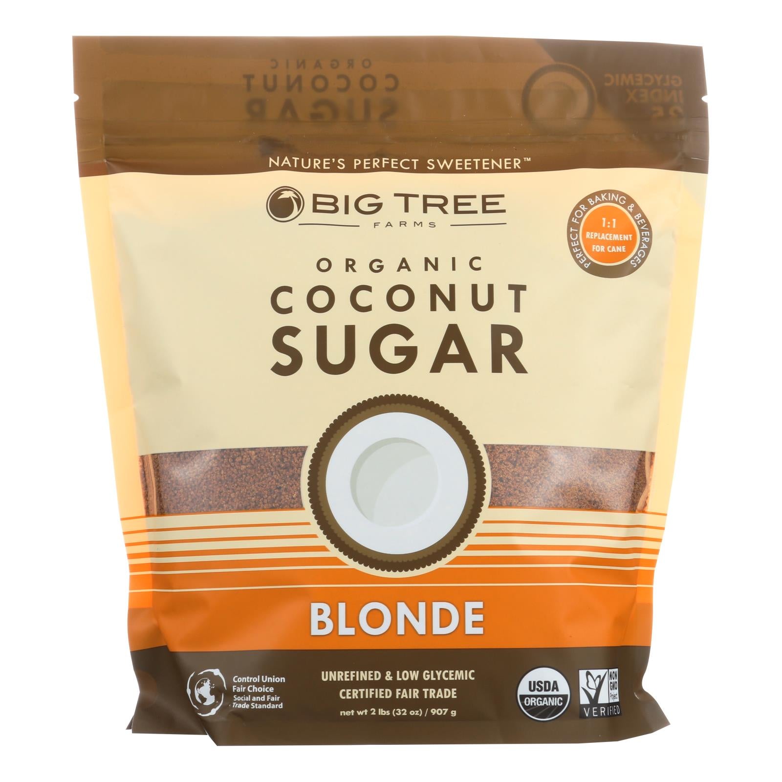 Big Tree Farms Organic Coconut Sugar - Blonde - Case of 6 - 32 Ounce.