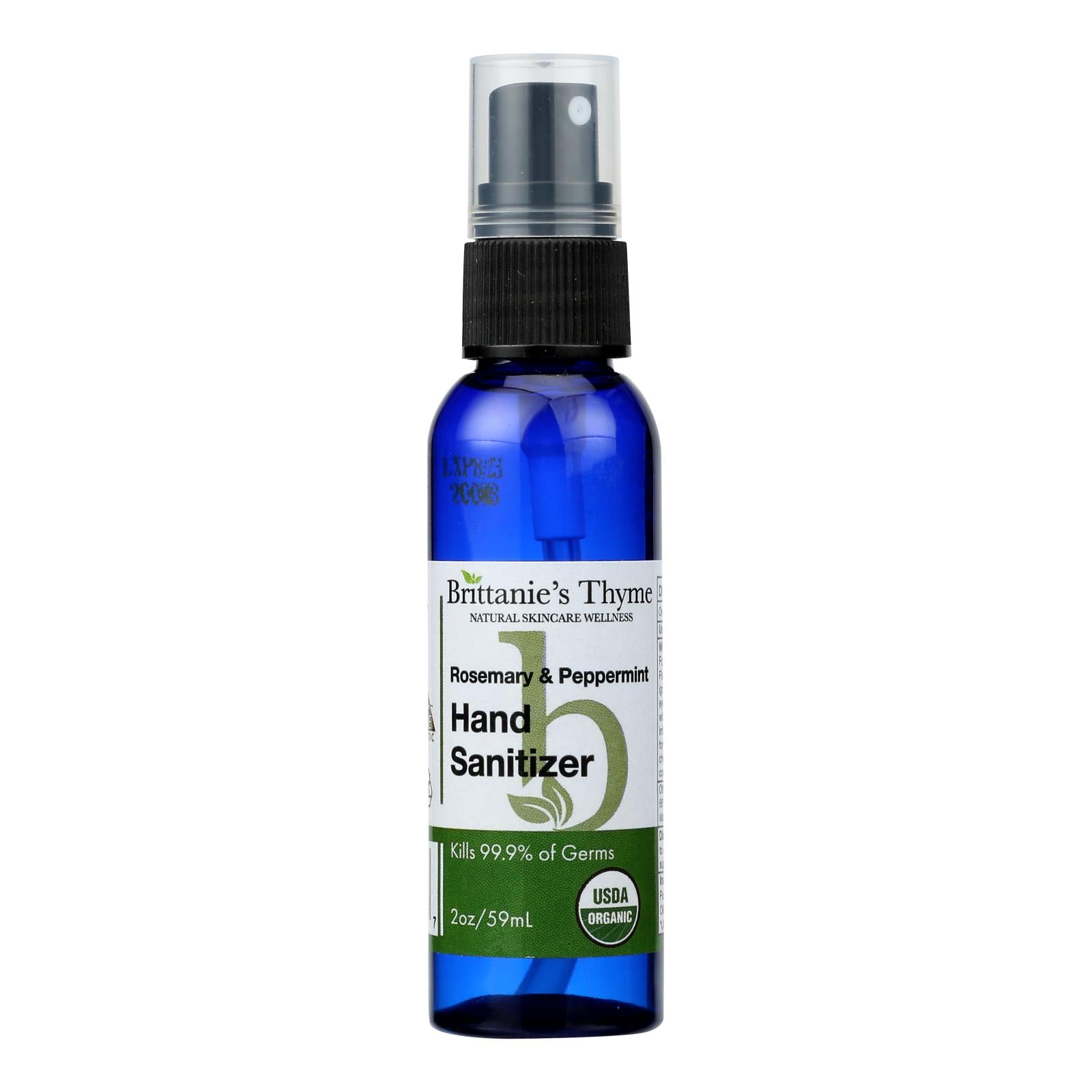 Brittanie's Thyme - Organic Hand Sanitizer - Rosemary Peppermint - 2 Ounce.