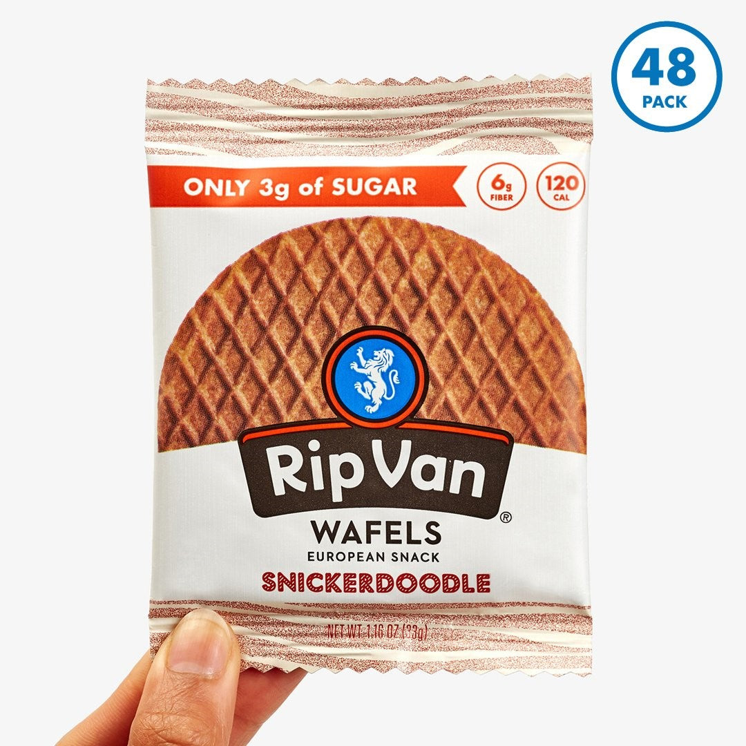 Rip Van Wafels Low Sugar Snickerdoodle Singles 1.16 Ounce Size - 48 Per Case.