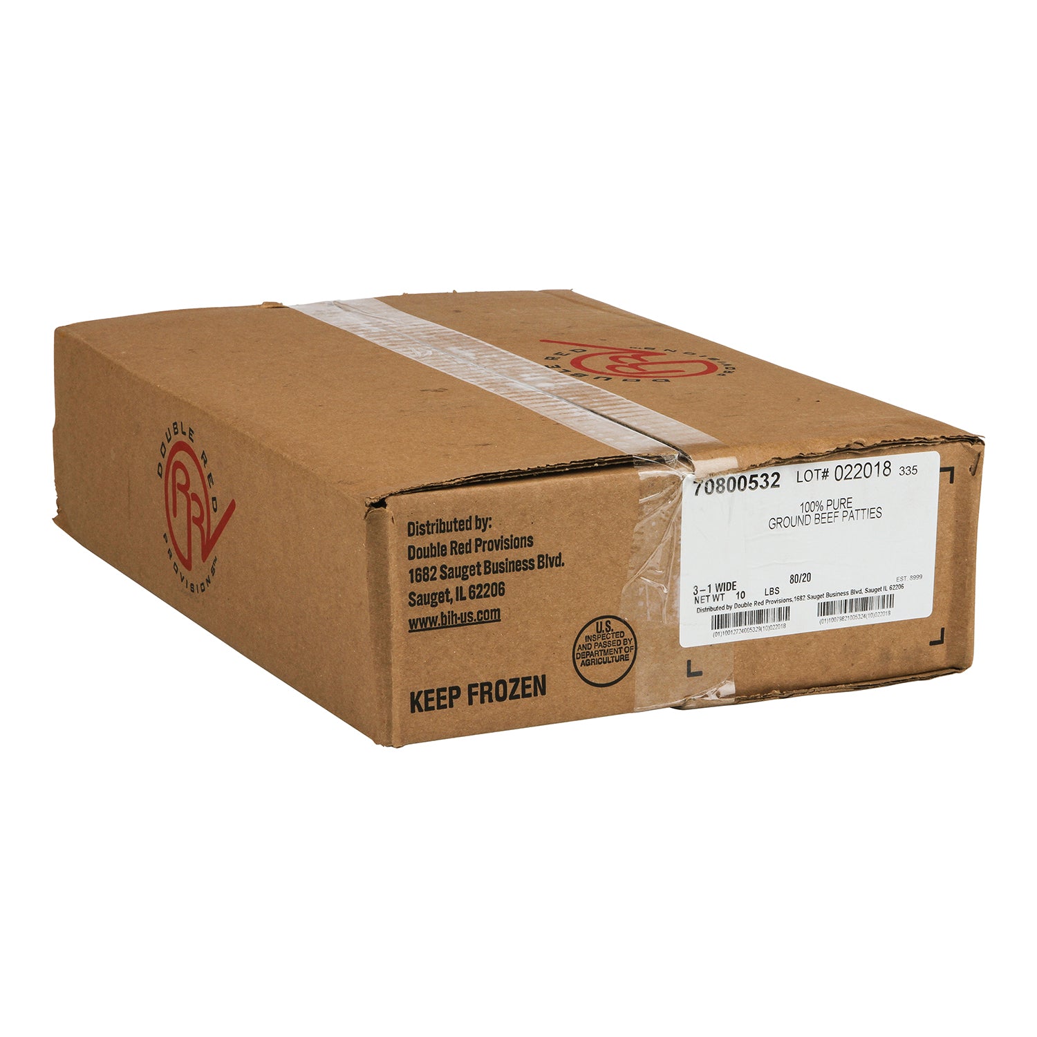 Double Red Provisions Ground Beef Patty 5.33 Ounce Size - 30 Per Case.
