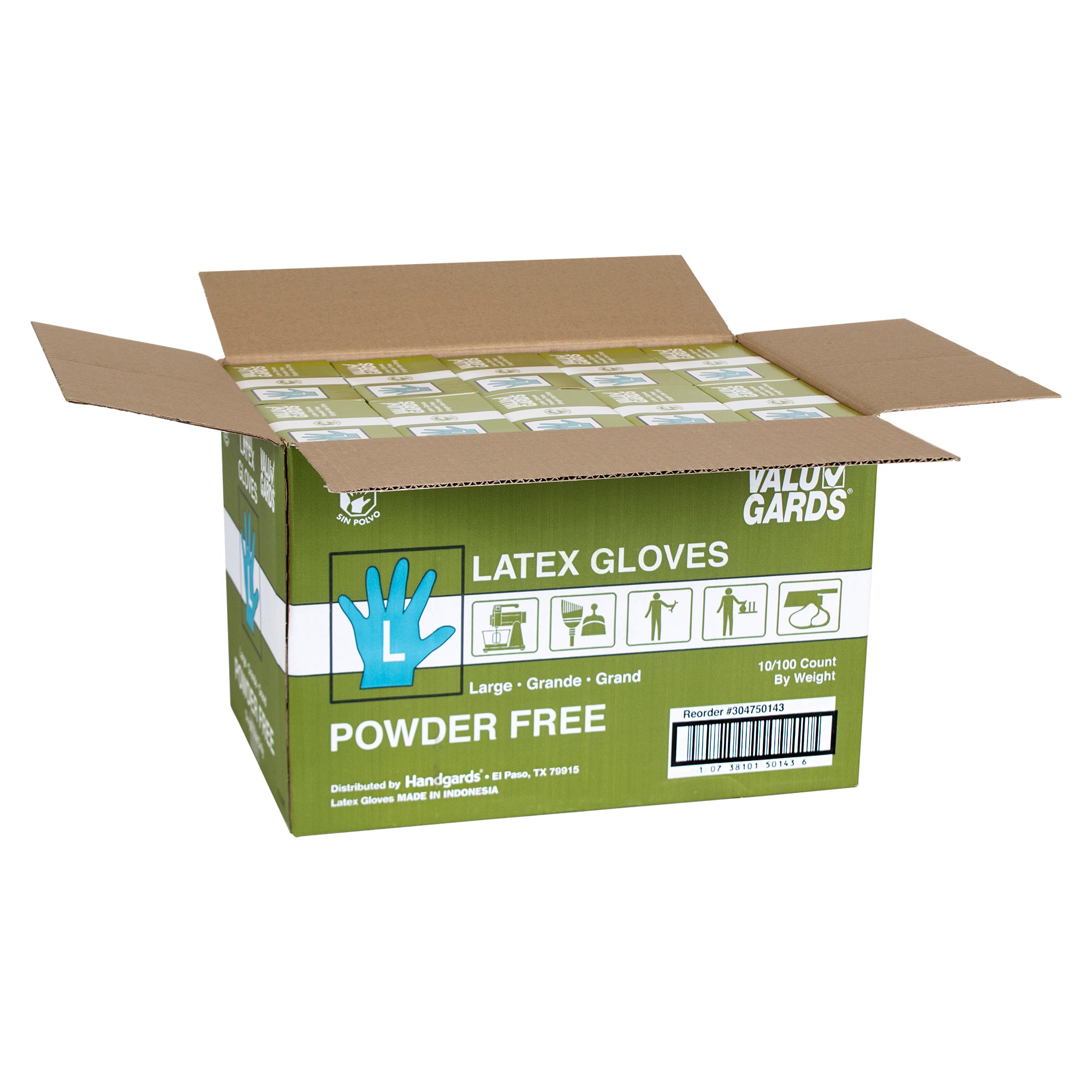 Glove Latex Valugard Powder Free Large 100 Each - 10 Per Case.
