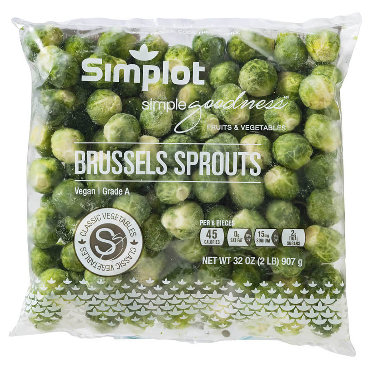 Simplot Simple Goodness Classic Vegetables Brussels Sprouts 2 Pound Each - 12 Per Case.