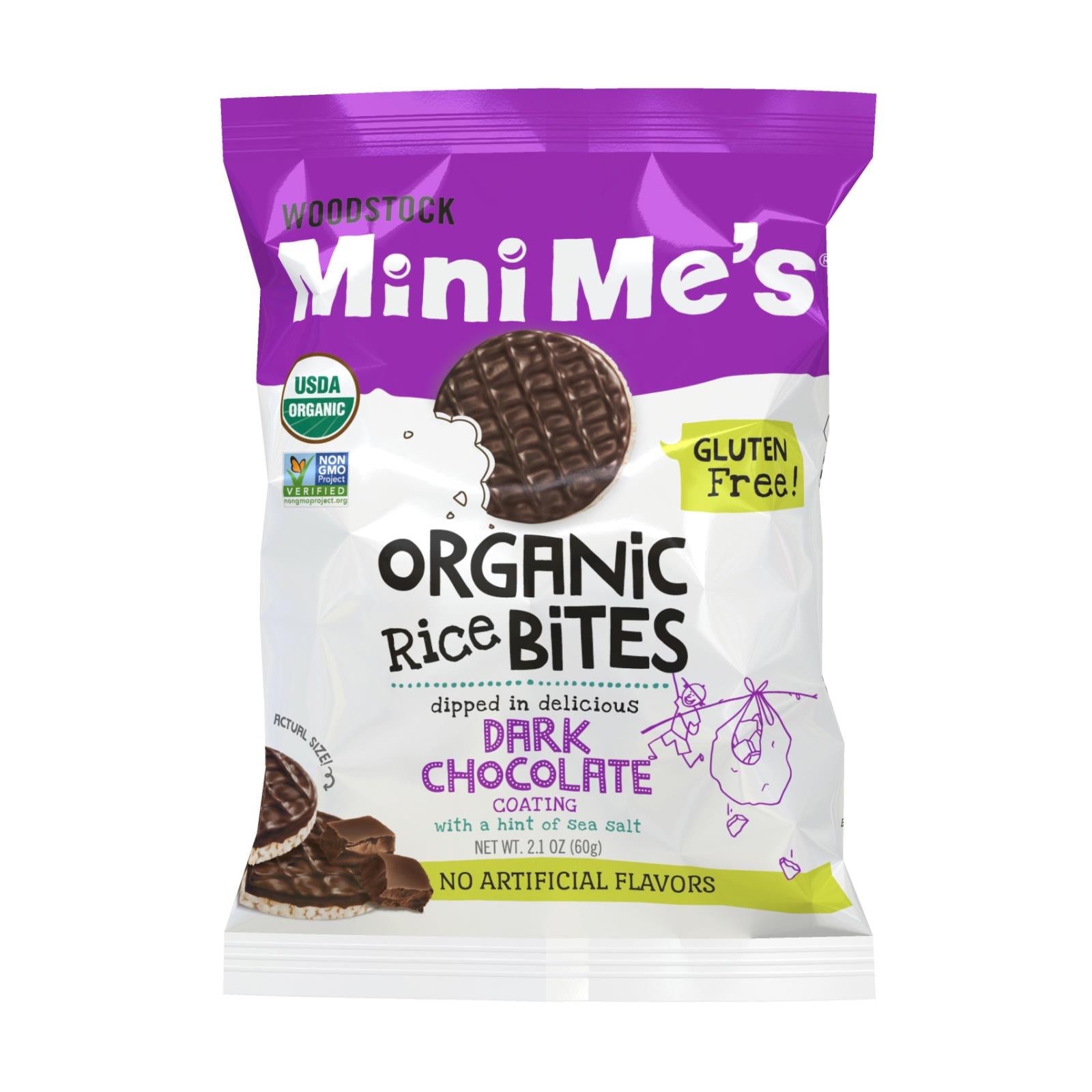 Woodstock Organic Dark Chocolate Rice Bites with Sea Salt - Case of 8 - 2.1 Ounce