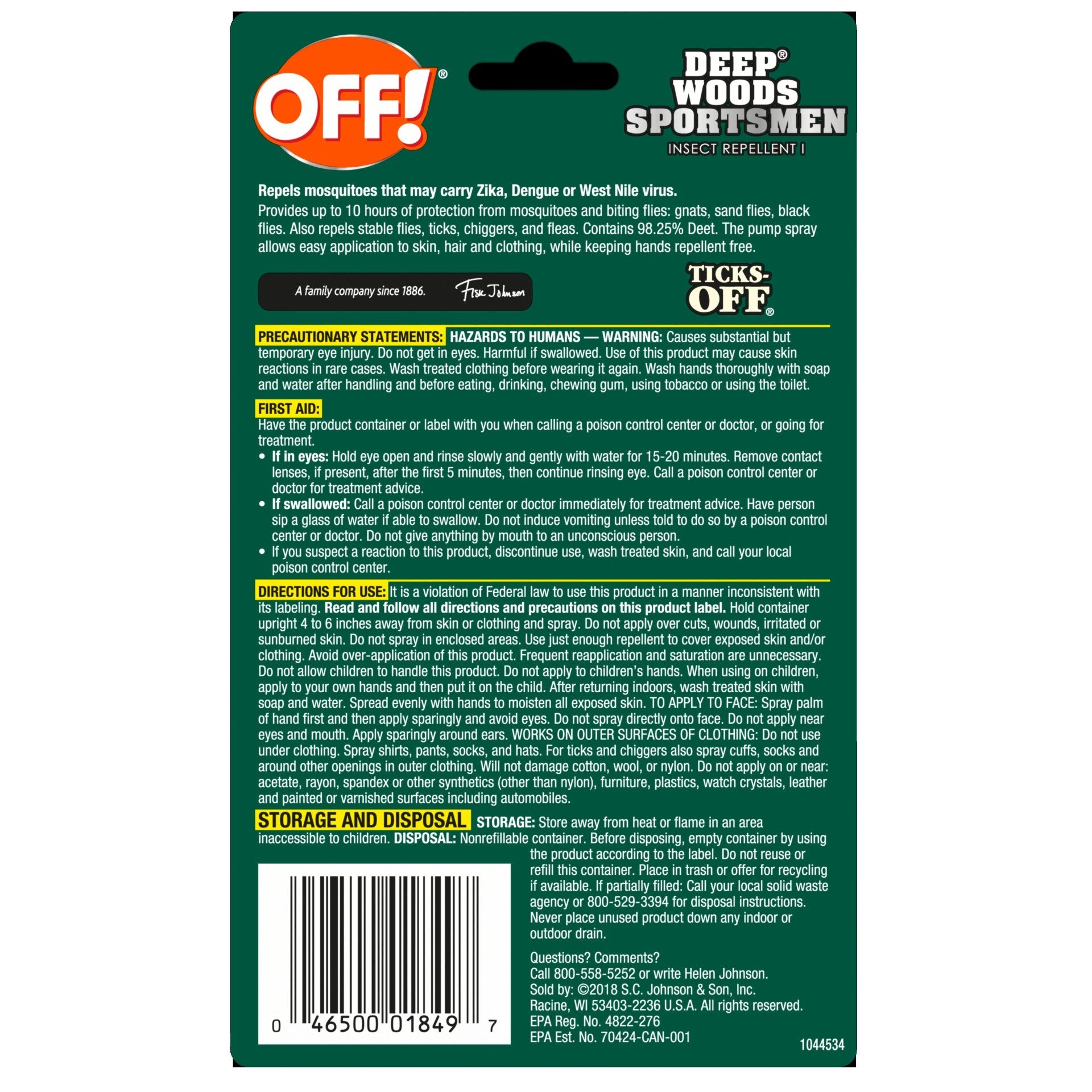 Off Deep Woods Off Sportsman Spritz 1 Fluid Ounce - 12 Per Case.