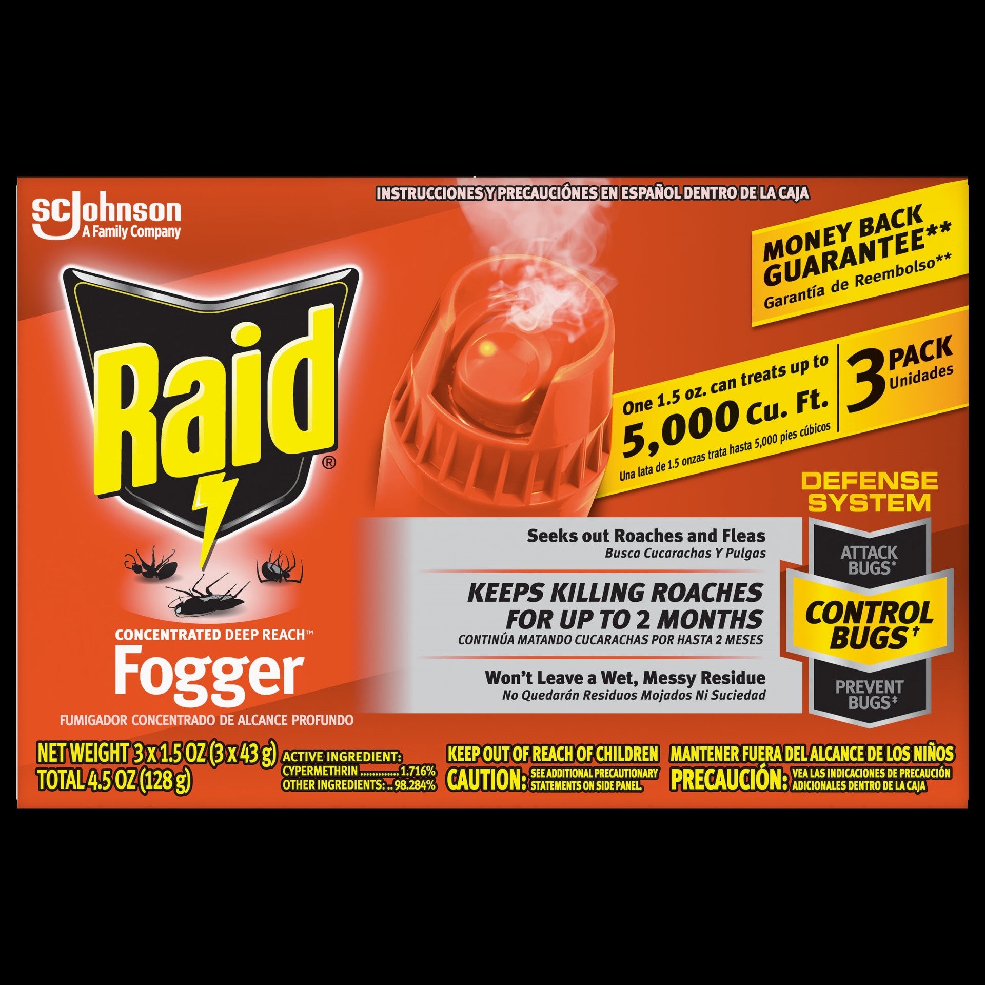 Raid Concentrated Triple Fogger 4.5 Ounce Size - 12 Per Case.