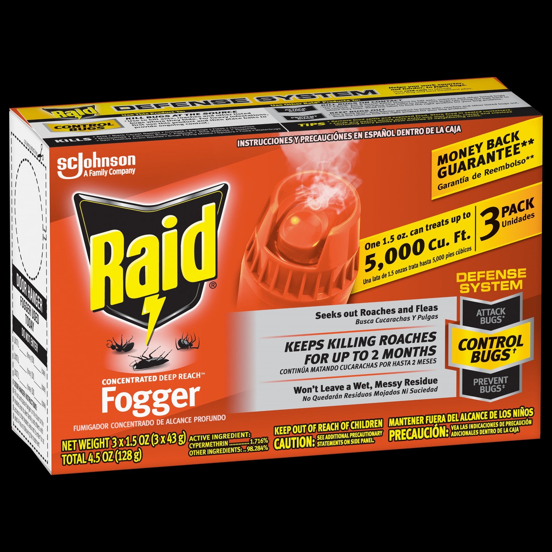 Raid Concentrated Triple Fogger 4.5 Ounce Size - 12 Per Case.