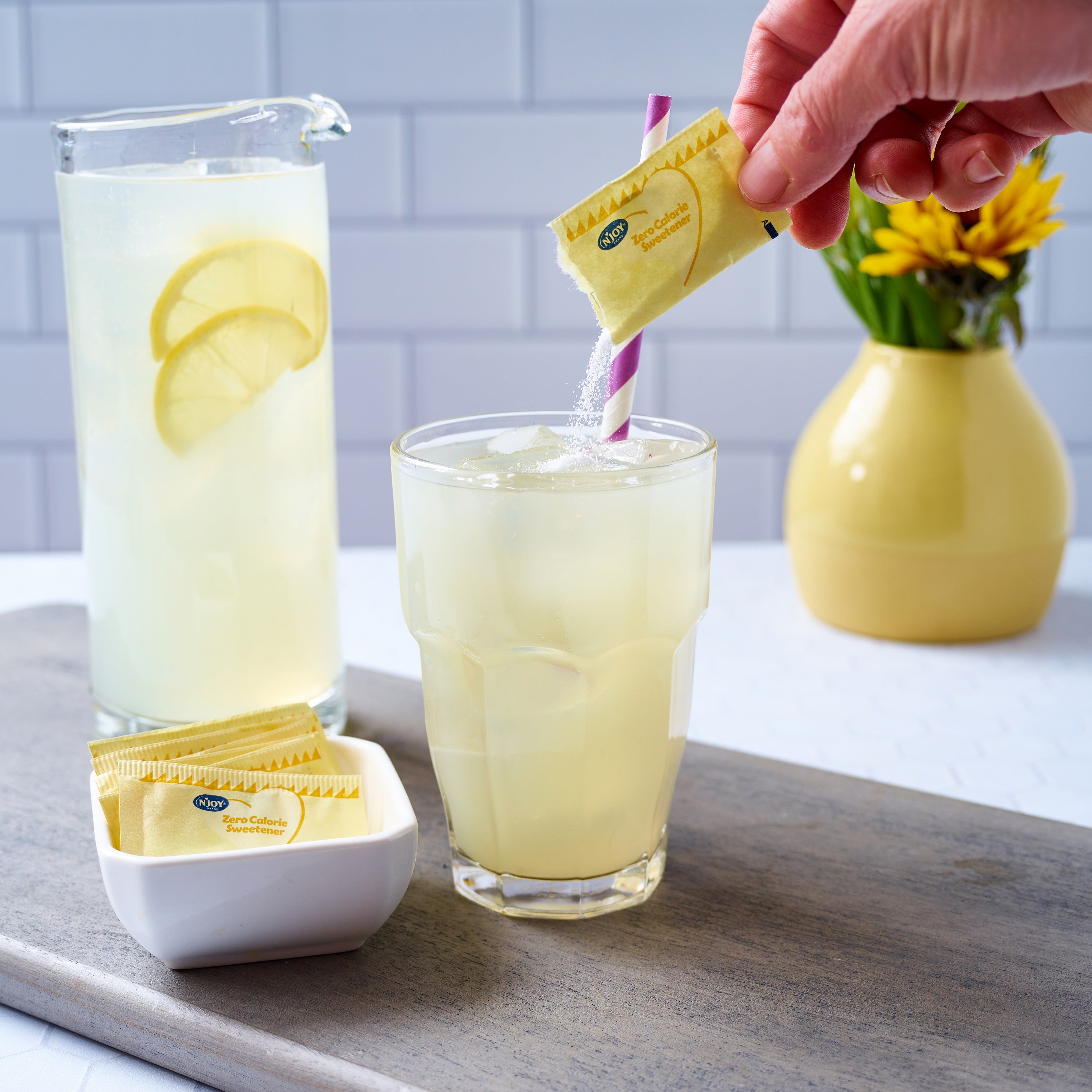 N'joy Sugar Substitute Yellow Sucralose 1 Grams Each - 2000 Per Case.