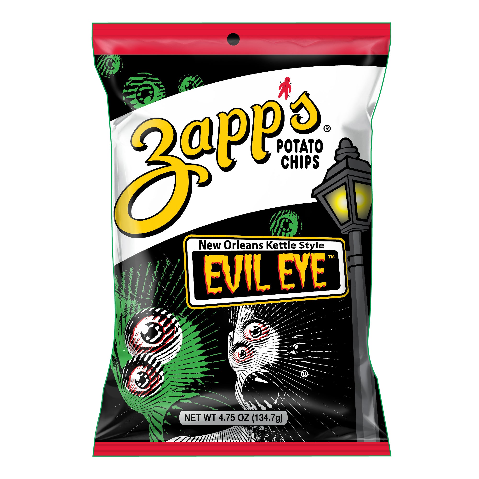 Zapp's Potato Chips Evil Eye Kettle Chips 4.75 Ounce Size - 12 Per Case.