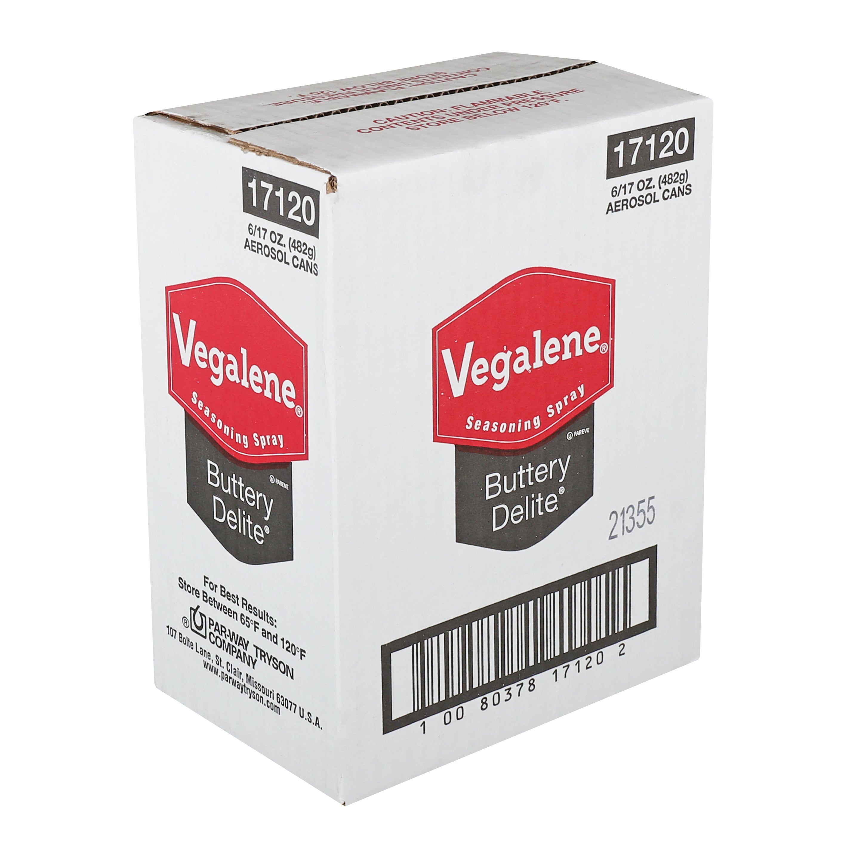 Vegalene Buttery Delite Seasoning Pan Spray Aerosol 17 Ounce Size - 6 Per Case.