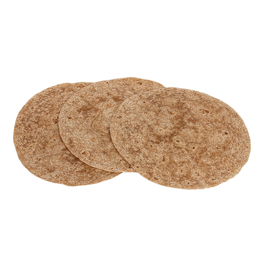 Mission 10" Heat Pressed Whole Wheat Tortillas 12 Count Packs - 12 Per Case.