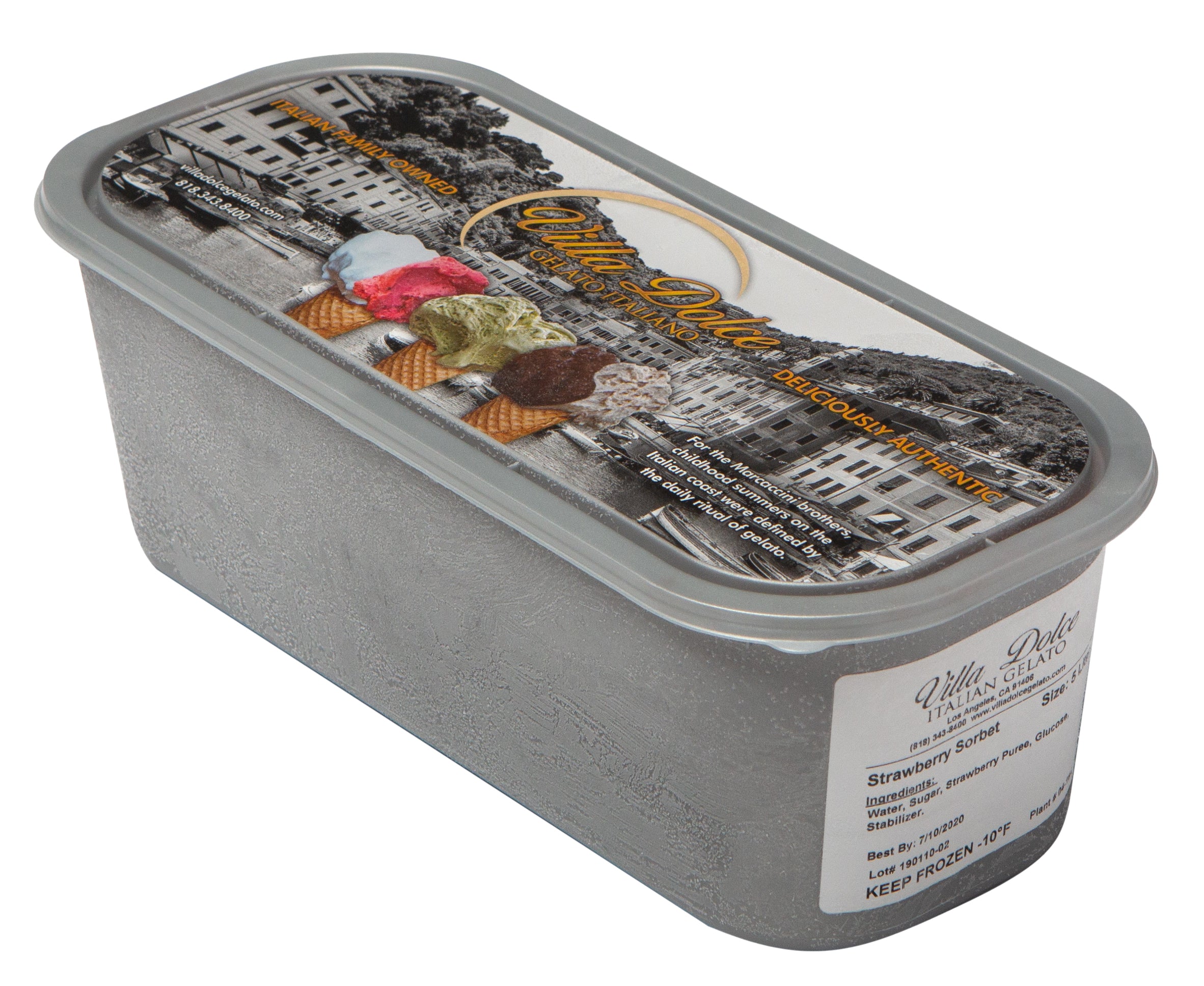 Villa Dolce Wild Strawberry Sorbet 5 Liter - 1 Per Case.