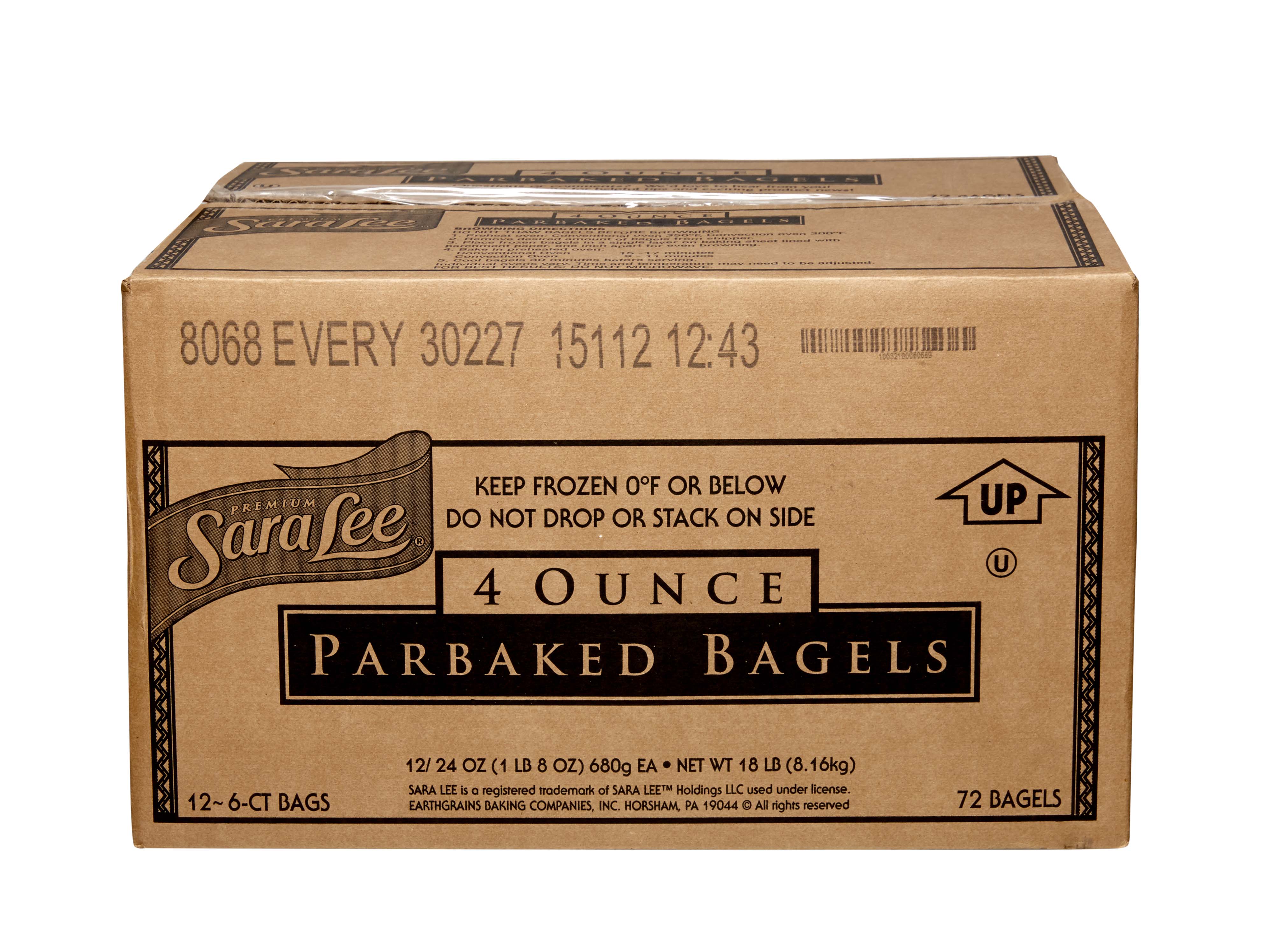 Sara Lee Bagel Everything Pb Unsliced Packs 6 Count Packs - 12 Per Case.